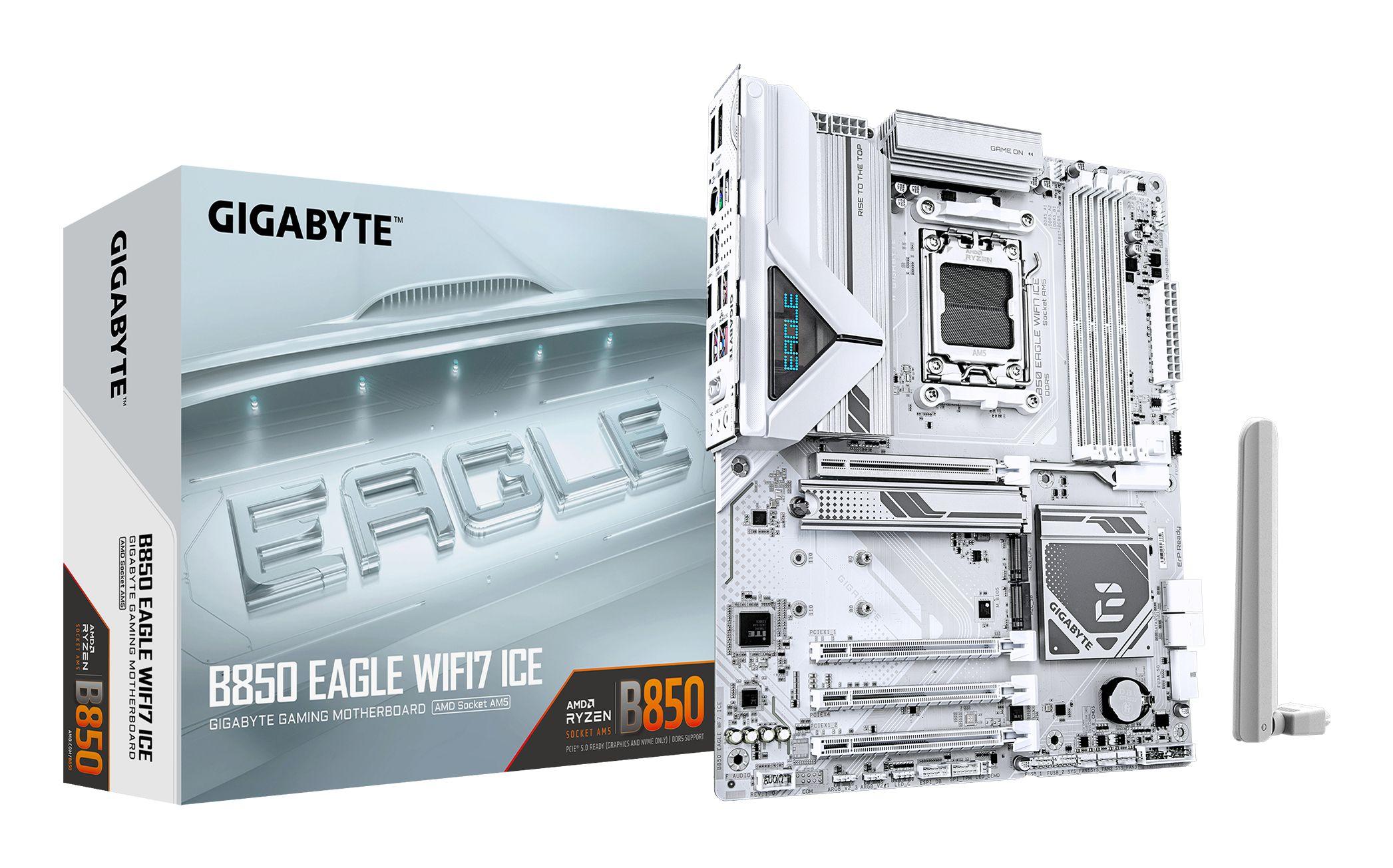 Motherboard GIGABYTE B850 EAGLE WIFI7 ICE (AM5 - ATX - Duplo canal - Branco) — imagem 1