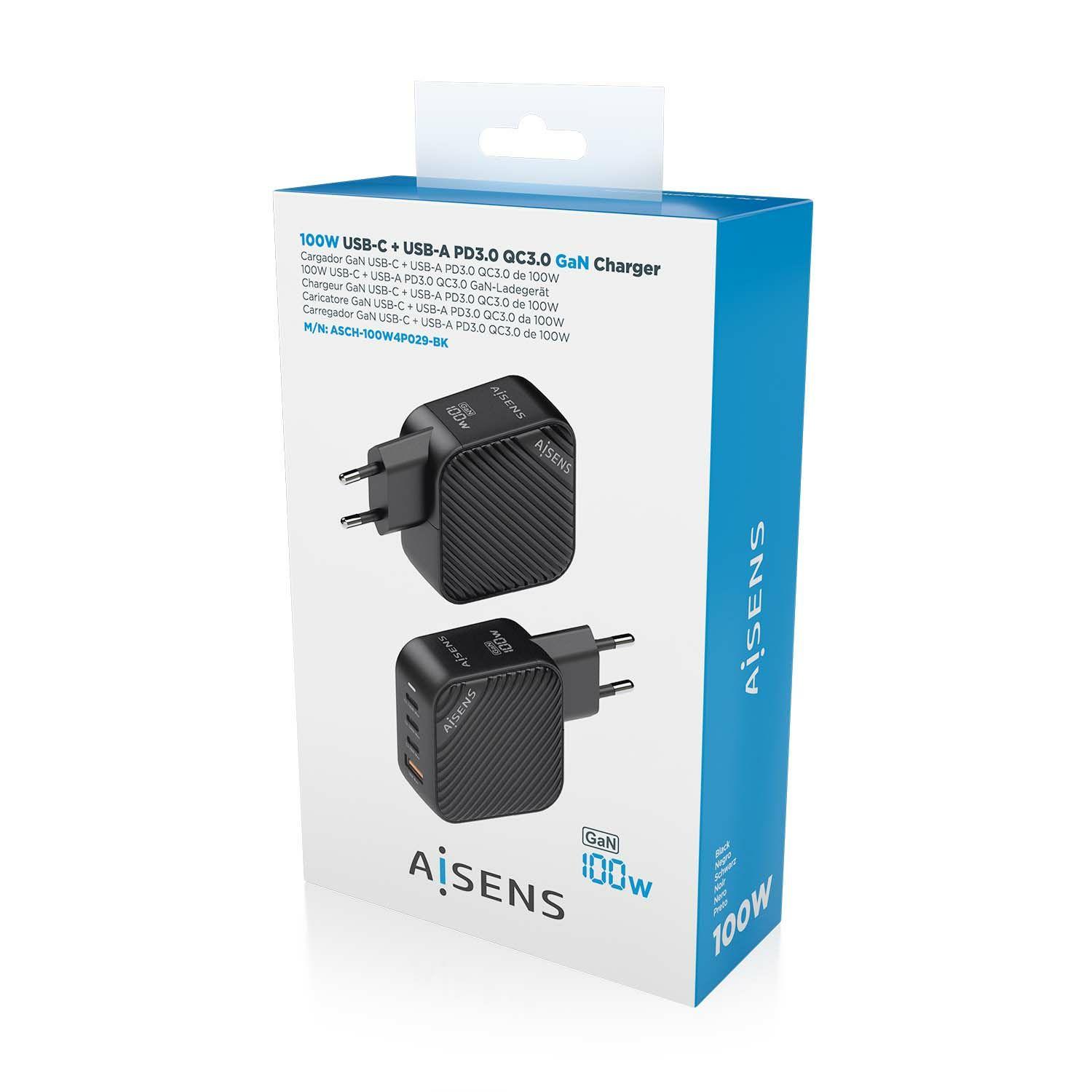 Carregador AISENS ASCH-100W4P029-BK (100 W - Preto), miniatura 6