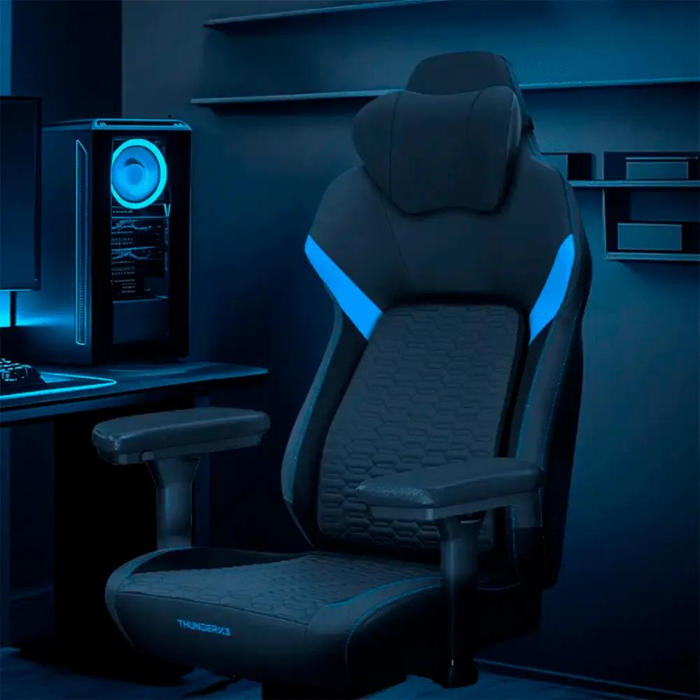Cadeira Gaming THUNDERX3 Core Smart (125 kg - 139 cm - Imitação de pele e espuma - Preto/Azul), miniatura 4