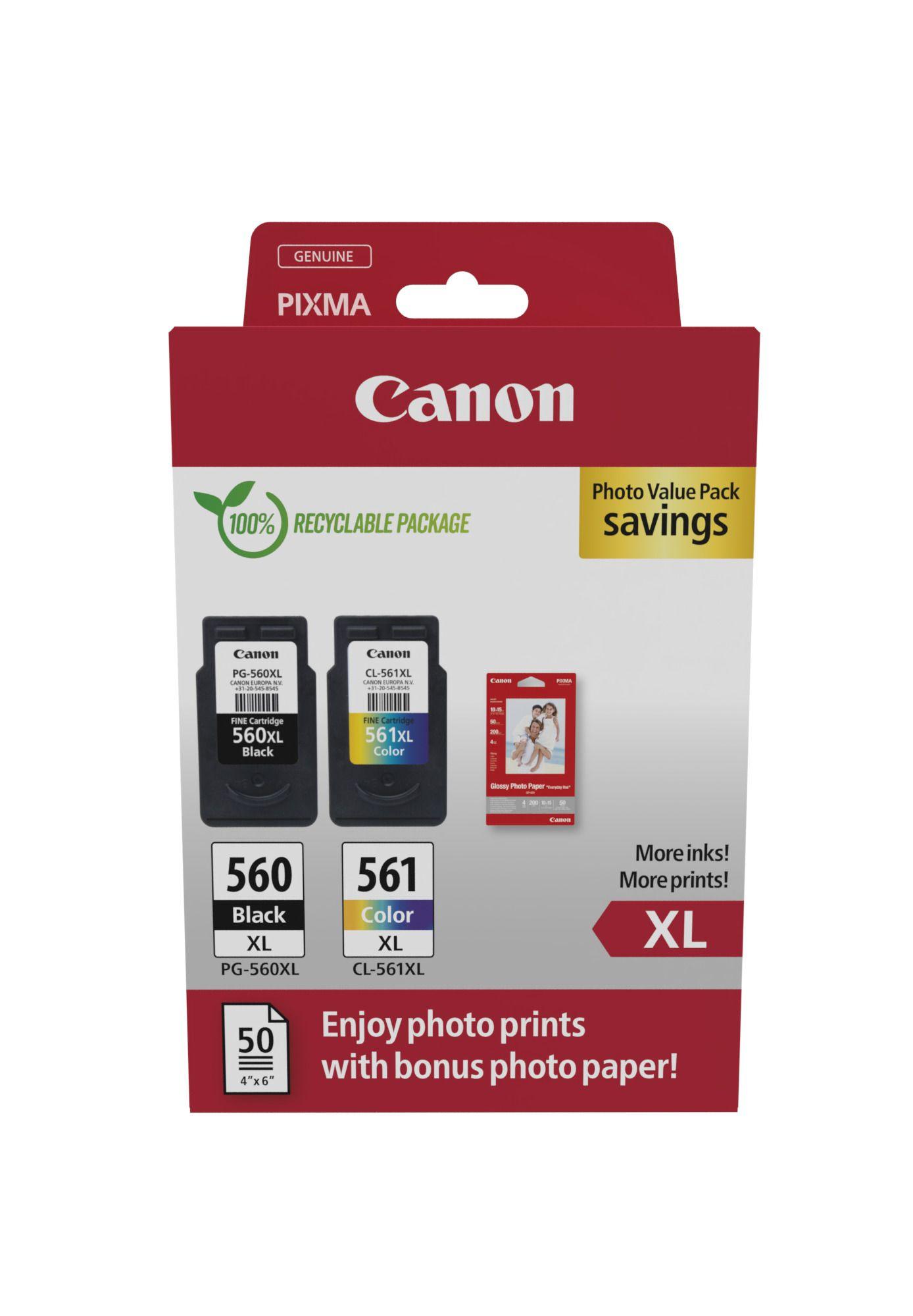 Tinteiros CANON PG-560XL + CL-561XL (Preto e Tricolor)