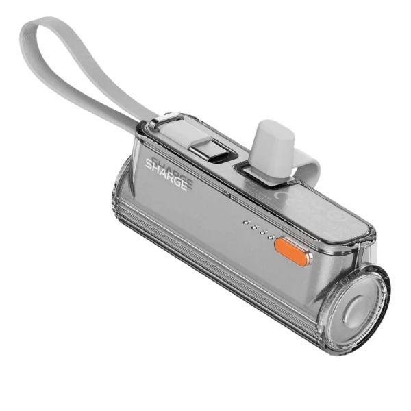Bateria Externa SHARGE Flow Mini (Cabo USB-C integrado - Prateado) — miniatura 2