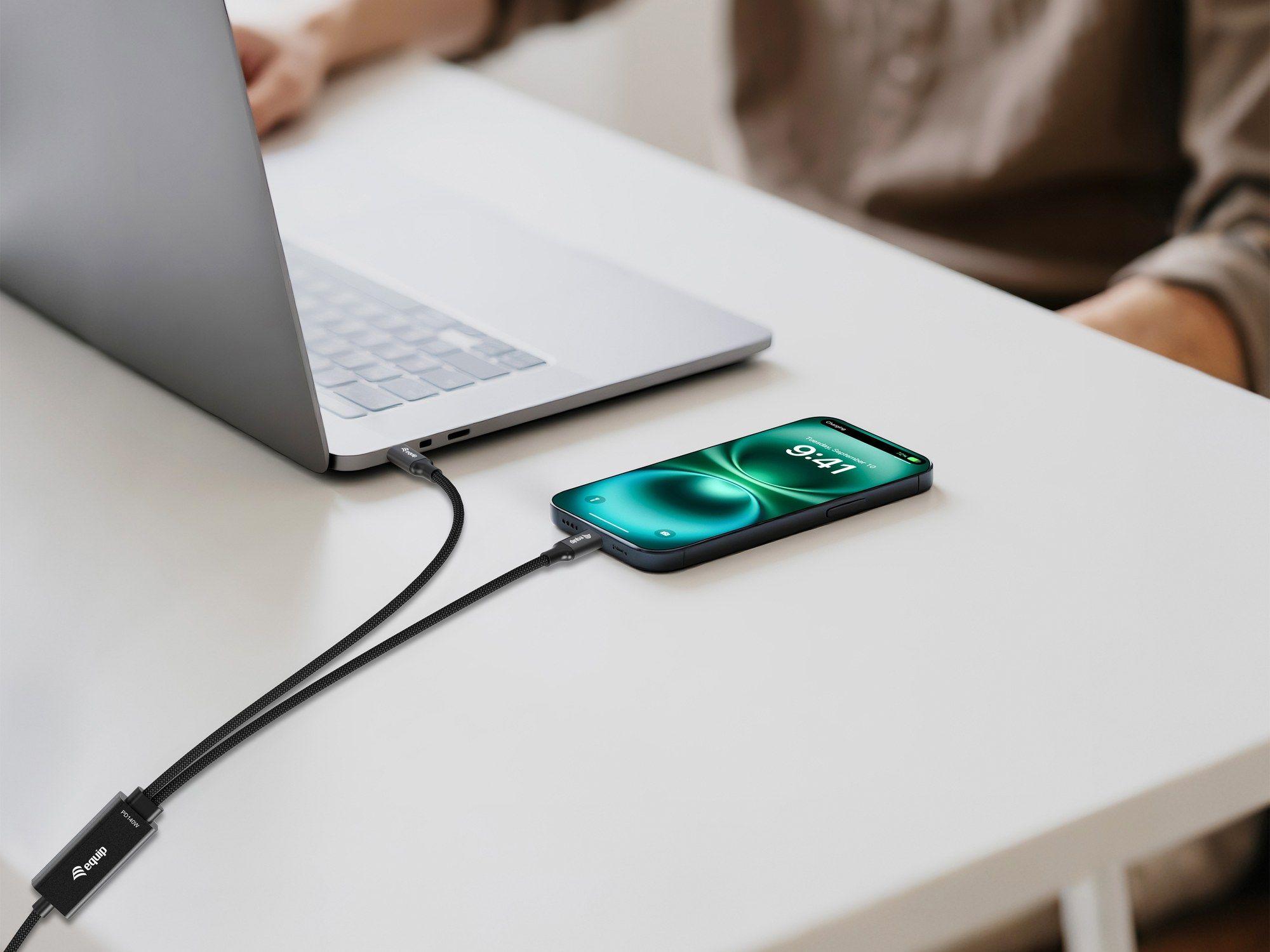 Cabo USB-C em Y EQUIP 128895 (1,5 m - 2 x USB C - USB C - Preto) — miniatura 4