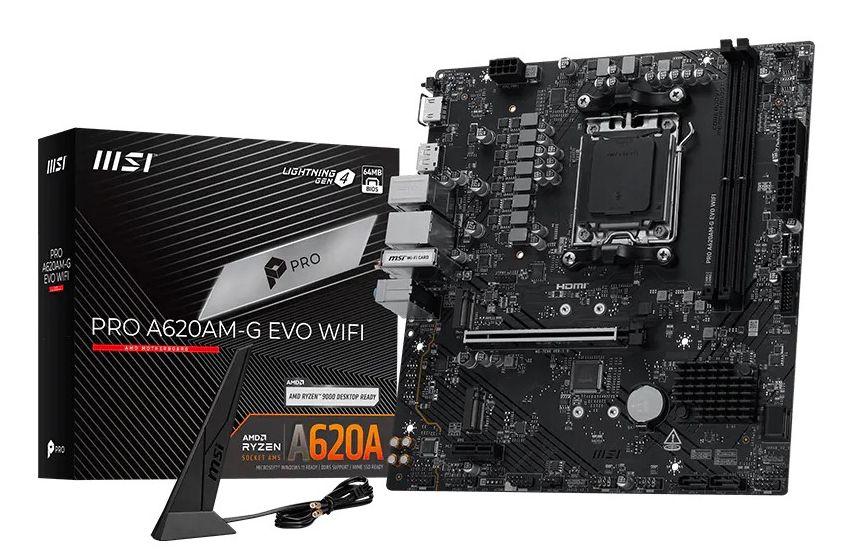 Motherboard MSI PRO A620AM-G EVO WIFI (AM5 - micro ATX - Duplo canal - Preto)