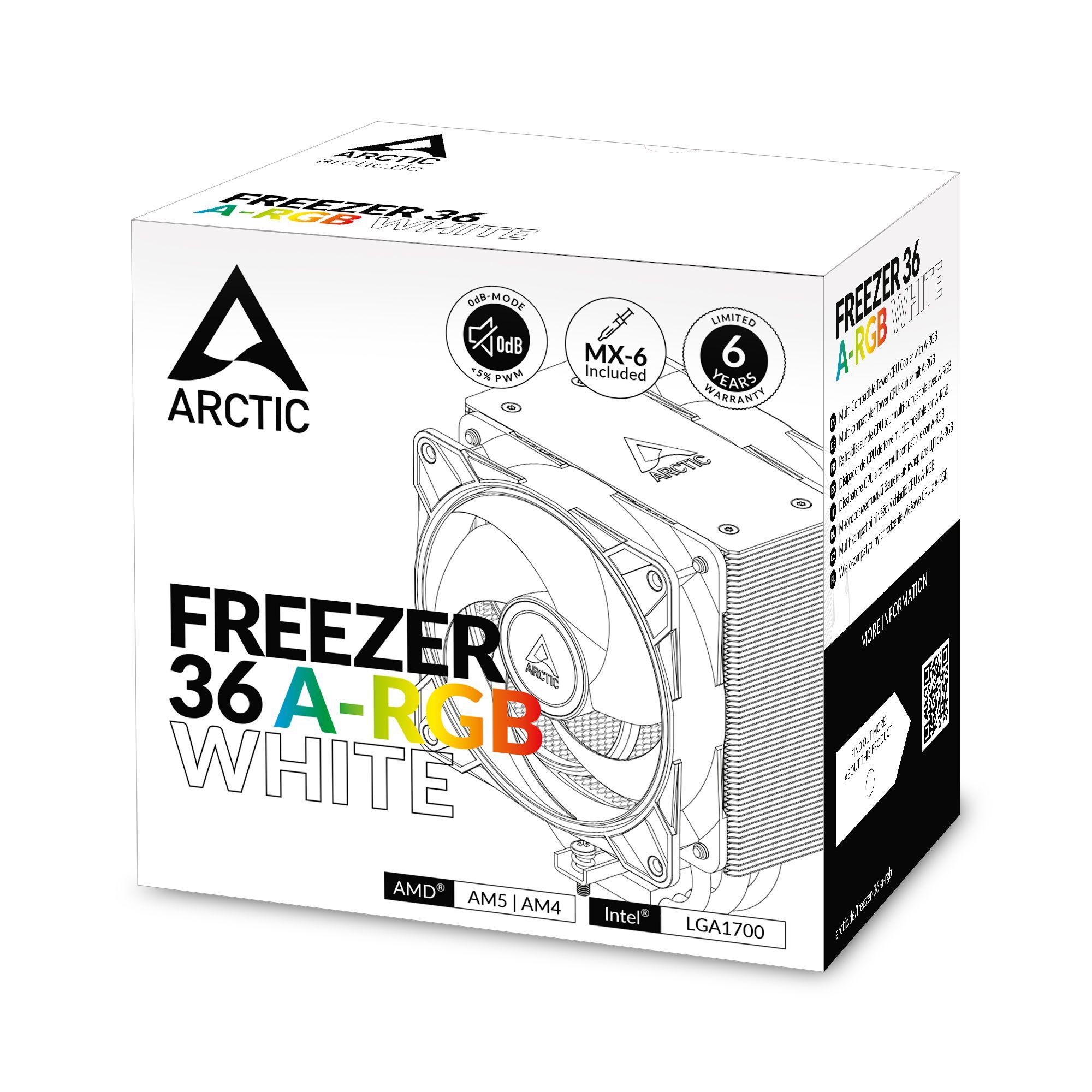 Cooler para CPU ARCTIC Freezer 36 A-RGB (12 cm - 2 ventoinhas - 2000 RPM - Branco) — miniatura 9