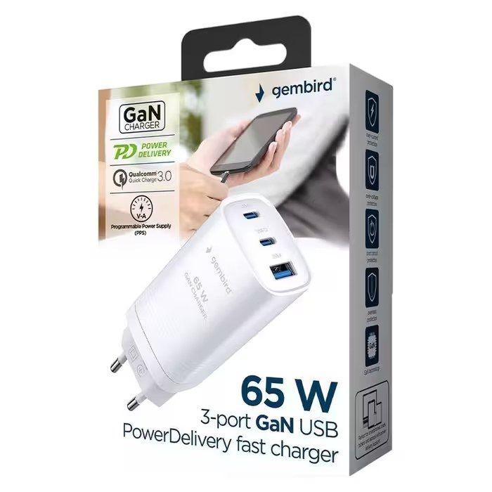Carregador de Parede GEMBIRD TA-UC-PDQC65-01-W (65 W - 360 W - GaN - Branco), miniatura 4