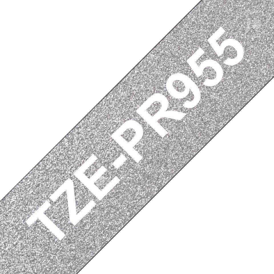 Fita de Impressão Laminada BROTHER TZe-PR955 (Branco sobre Prateado)