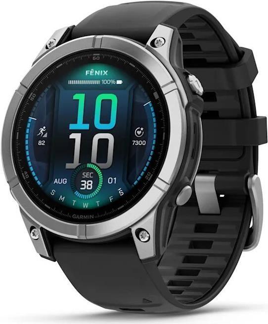 Smartwatch GARMIN fēnix E 47 mm (Multissistema - Silicone - Até 16 dias no modo smartwatch - Preto/Prateado)