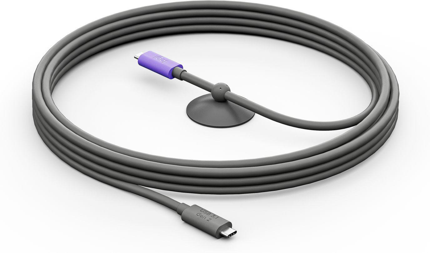 Cabo USB-C Ativo LOGITECH 952-000195 (5 m - USB C - Logitech MeetUp 2 - Grafite)