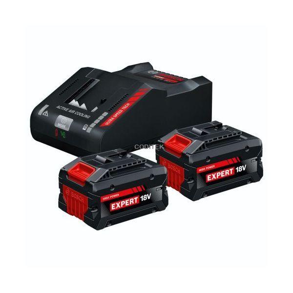 Conjunto de Baterias e Carregador BOSCH Starter-Set 2x EXBA18V-80 EXAL18V-160 (2x 8 Ah - 18 V)