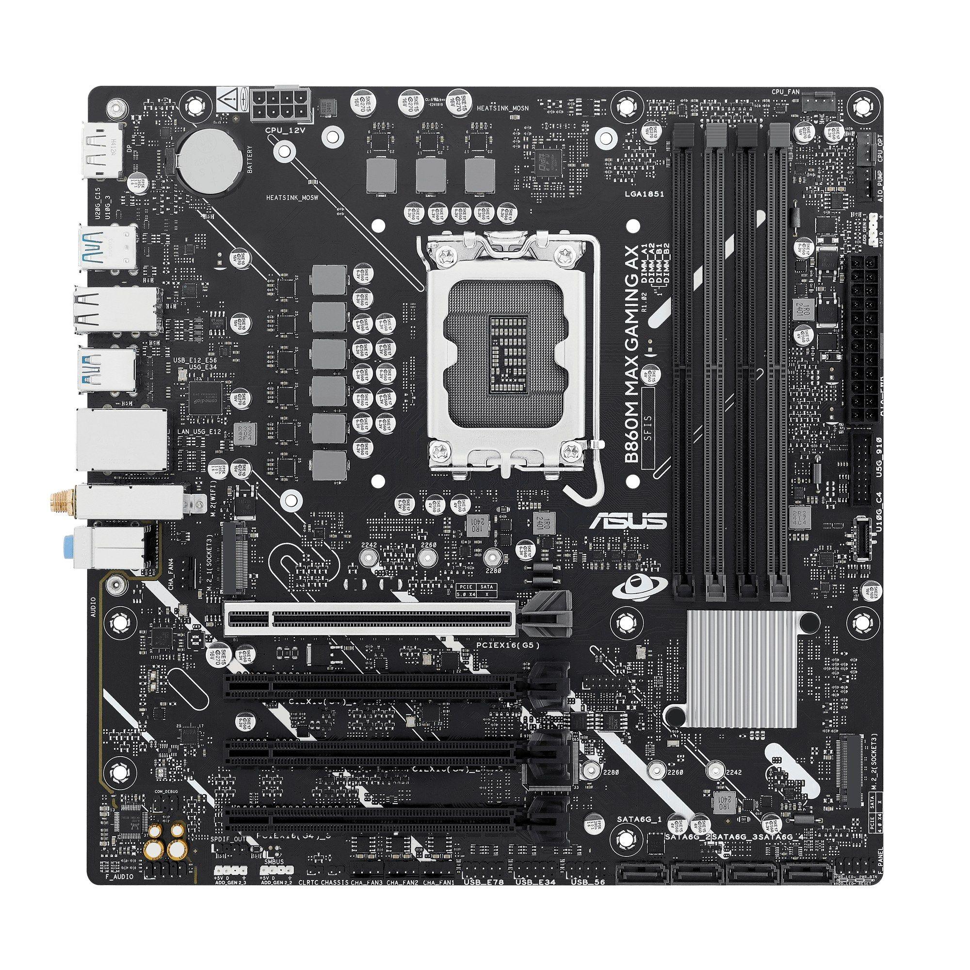 Motherboard ASUS B860M MAX GAMING AX (LGA 1851 - Intel Core Ultra - micro ATX - Cinzento), miniatura 3