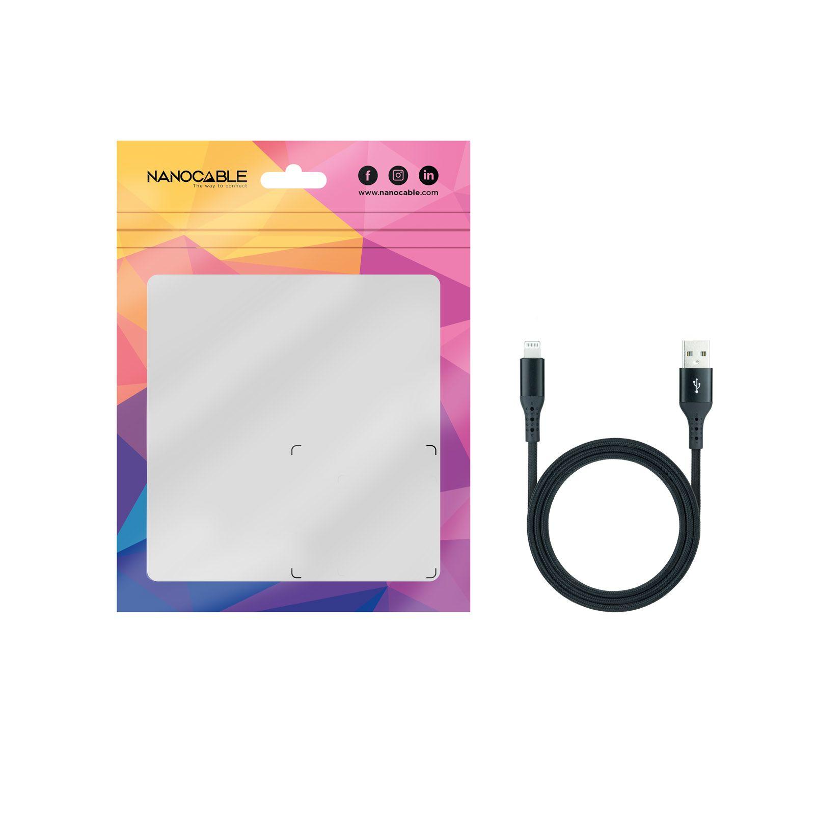 Cabo Lightning para USB-A NANOCABLE 10.10.0401-COBK (1 m - USB A - Preto) — miniatura 4