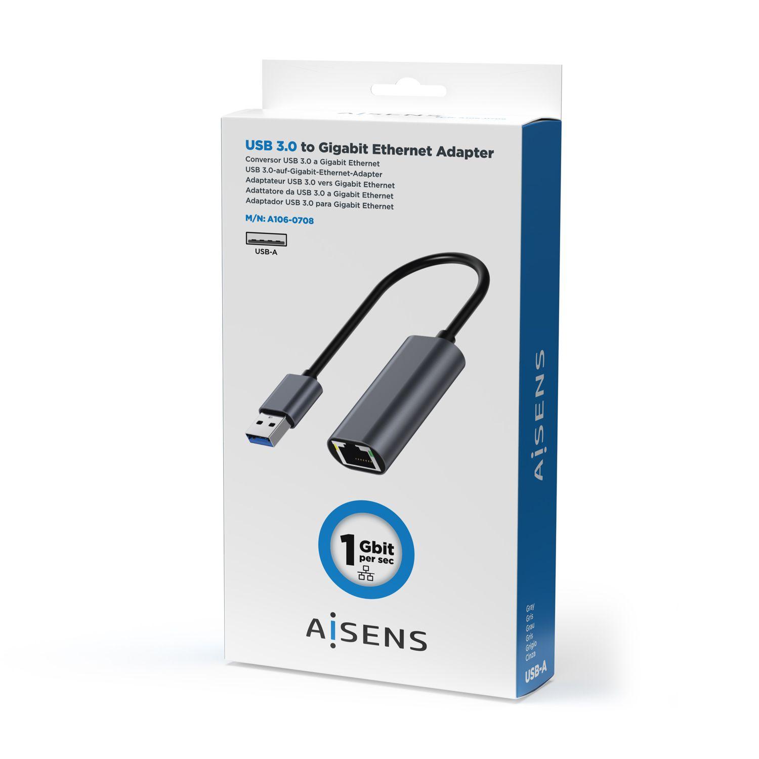 Adaptador de Rede USB AISENS A106-0708 (USB - 10/100/1000 Mbit/s - Cinzento), miniatura 4