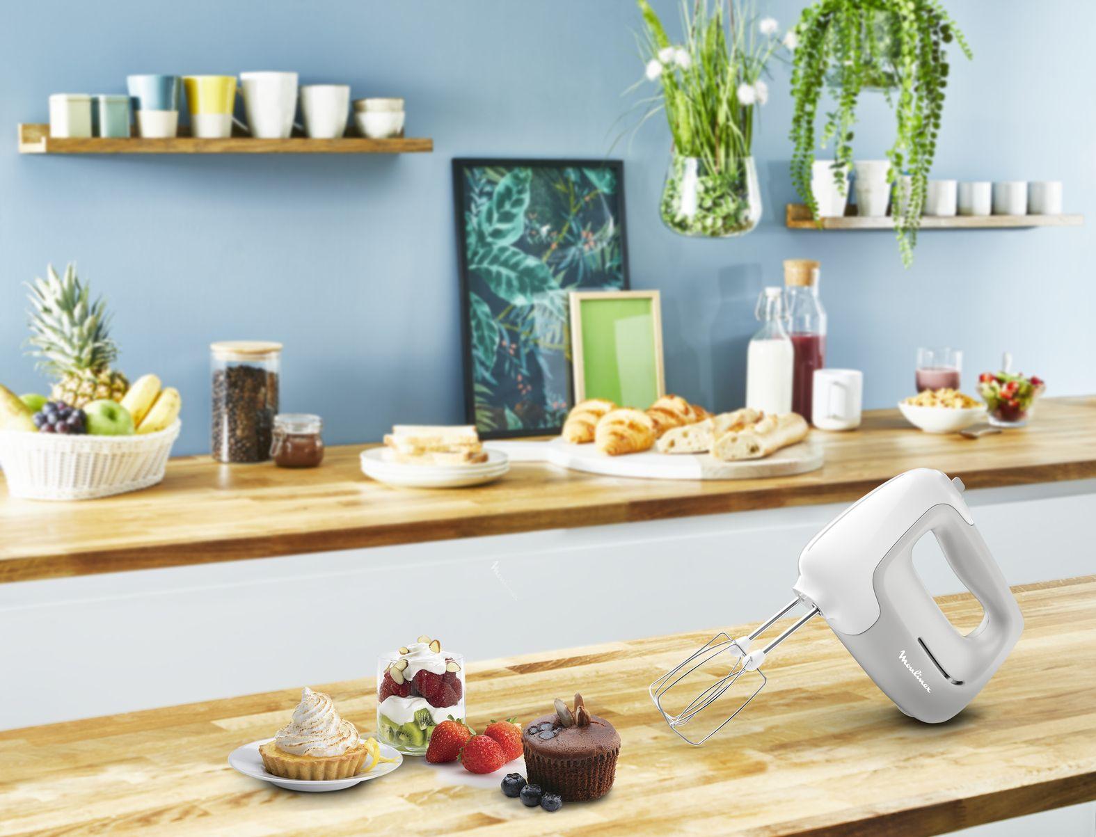 Batedeira MOULINEX HM450B10 Prep'Mix (450 W - Altura 13,1 cm - Branco e Cinzento) — miniatura 4