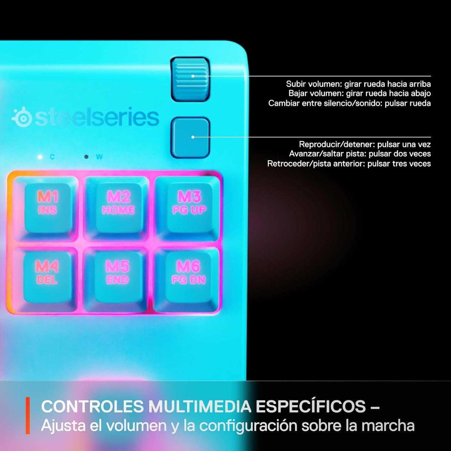 Teclado STEELSERIES Apex 3 TKL (Inglês - Tenkeyless - USB - Azul-turquesa) — miniatura 6