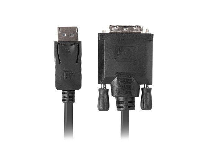 Cabo DisplayPort para DVI LANBERG CA-DPDV-10CU-0018-BK (1,8 m - DVI-D macho - DisplayPort macho - Preto)
