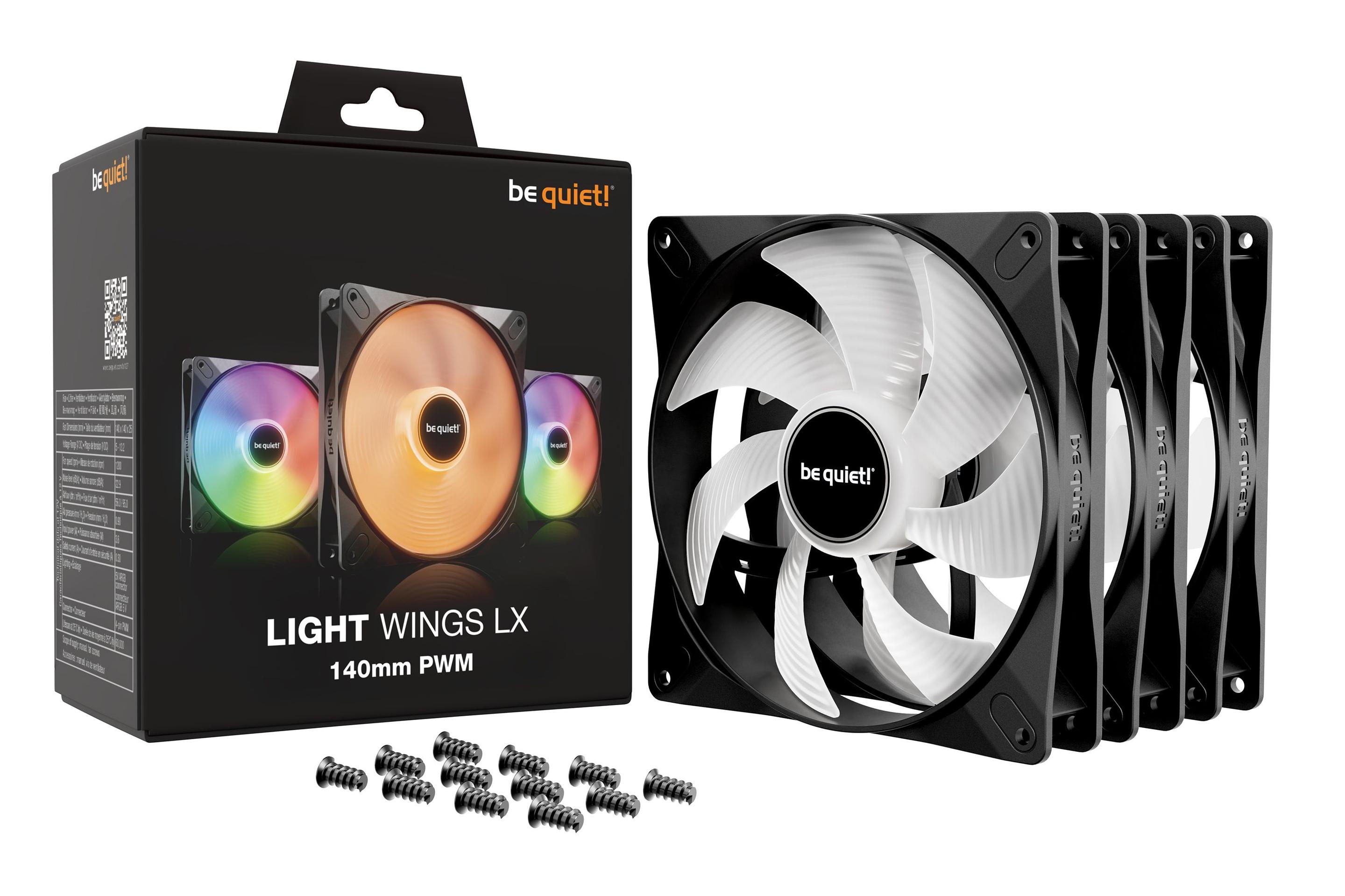 Conjunto de Ventoinhas para Caixa de PC BE QUIET! Light Wings LX 140mm PWM (3,6 W - Preto), miniatura 5
