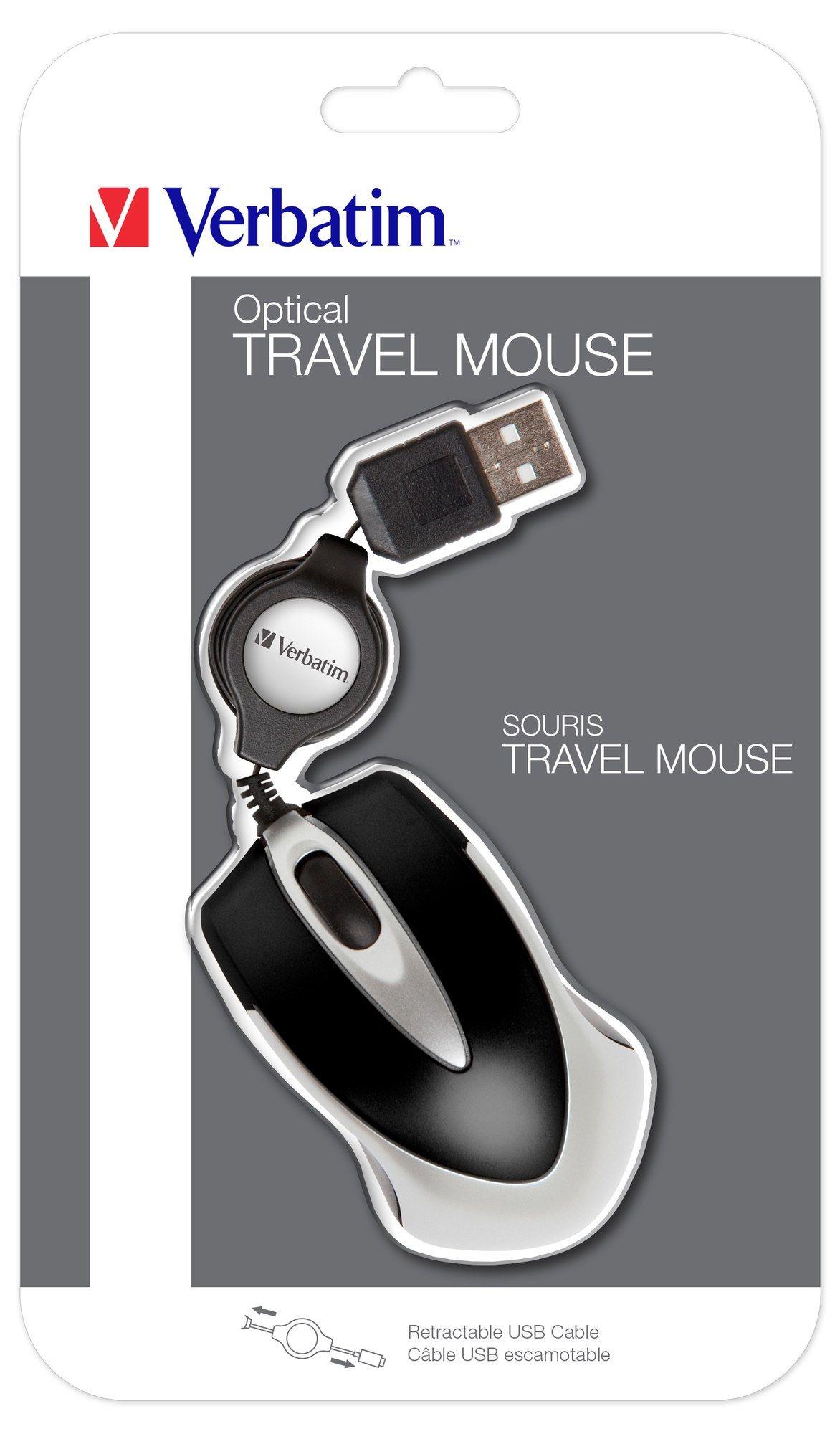 Rato VERBATIM Go Mini Travel Notebook 49020 (Ambidestro - 1000 DPI - Ótico - Preto)