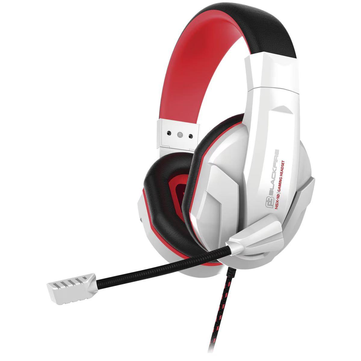 Headset Gaming BLACKFIRE NSX-10 NSW (Binaural - Com fios - Circum-aural - Preto, Vermelho e Branco)