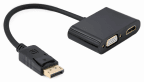 Adaptador Multiporta GEMBIRD A-DPM-HDMIFVGAF-01 (10 cm - Macho - DisplayPort/HDMI/VGA - Preto)
