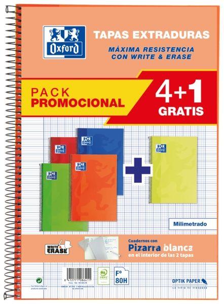 Pack de 5 Cadernos Espiral OXFORD School Classic Write&Erase (Cores sortidas)
