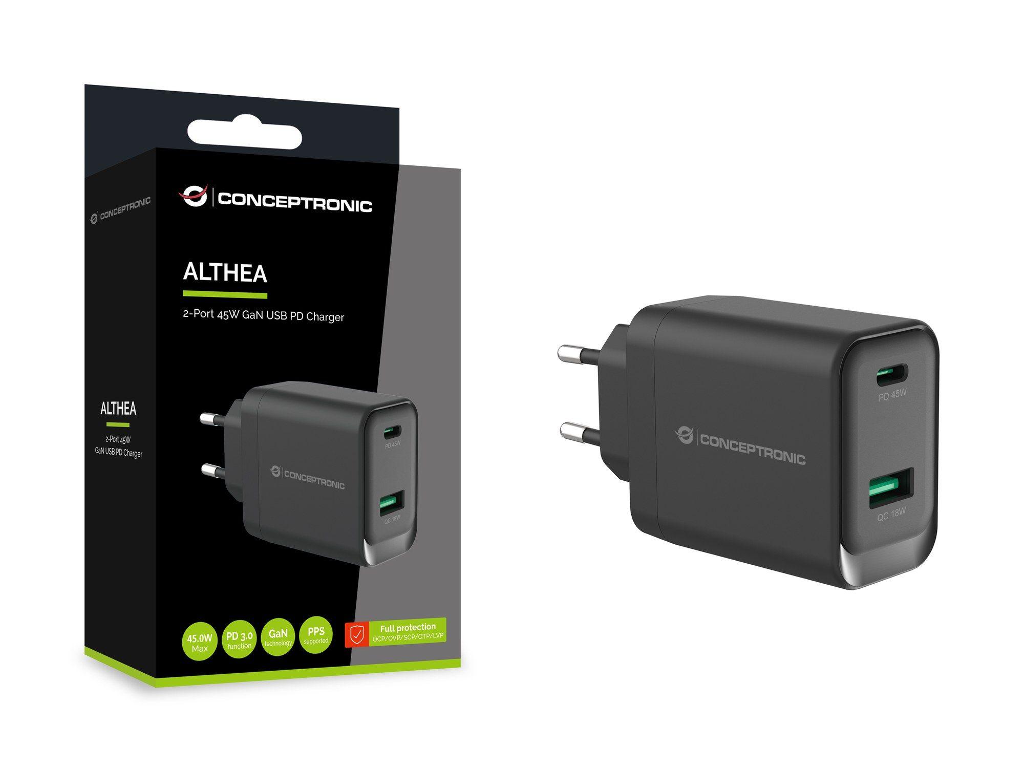 Carregador de Parede CONCEPTRONIC ALTHEA20B45 (45 W - Preto), miniatura 5