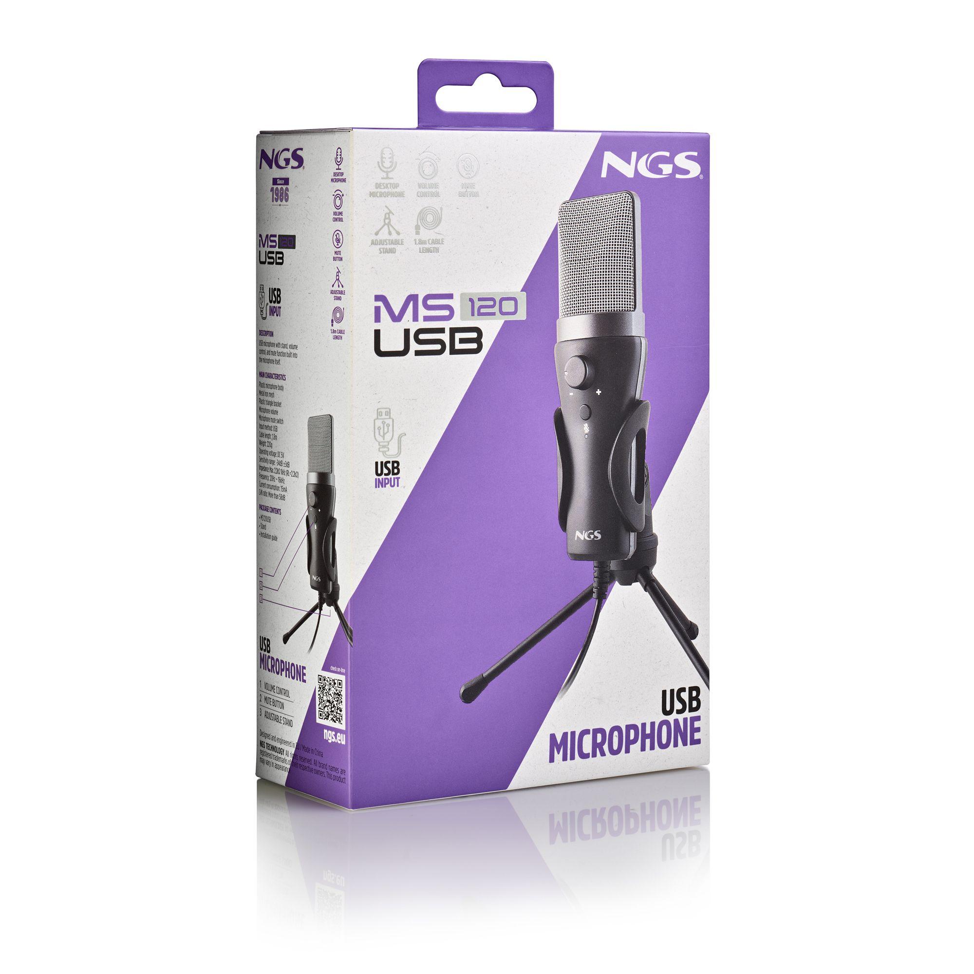 Microfone NGS MS120 (Microfone de podcast - Com fios - USB - Preto) — miniatura 7