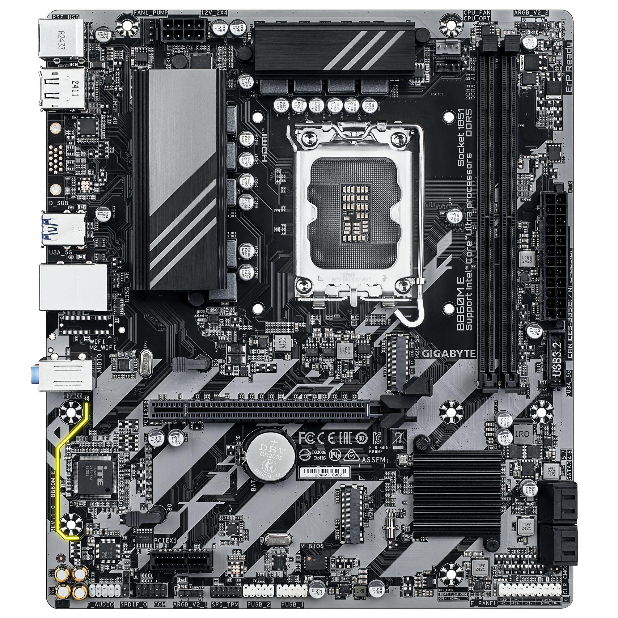 Motherboard GIGABYTE B860M E (LGA 1851 (Socket V1) - Intel Core Ultra - micro ATX - Castanho escuro), miniatura 2