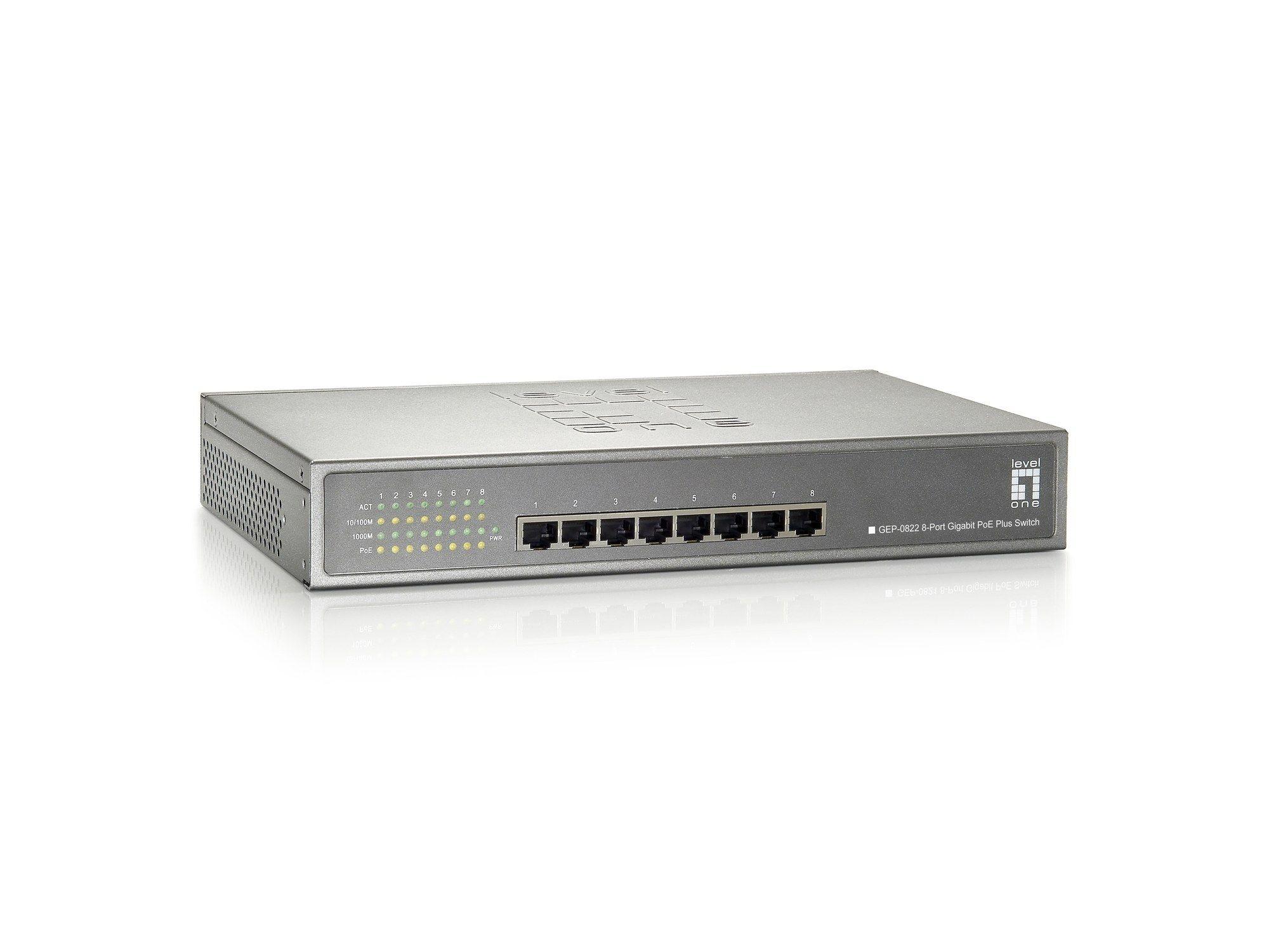 Switch LEVELONE GEP-0822 (RJ-45 - Gigabit Ethernet - 128 KB - Cinzento), miniatura 2