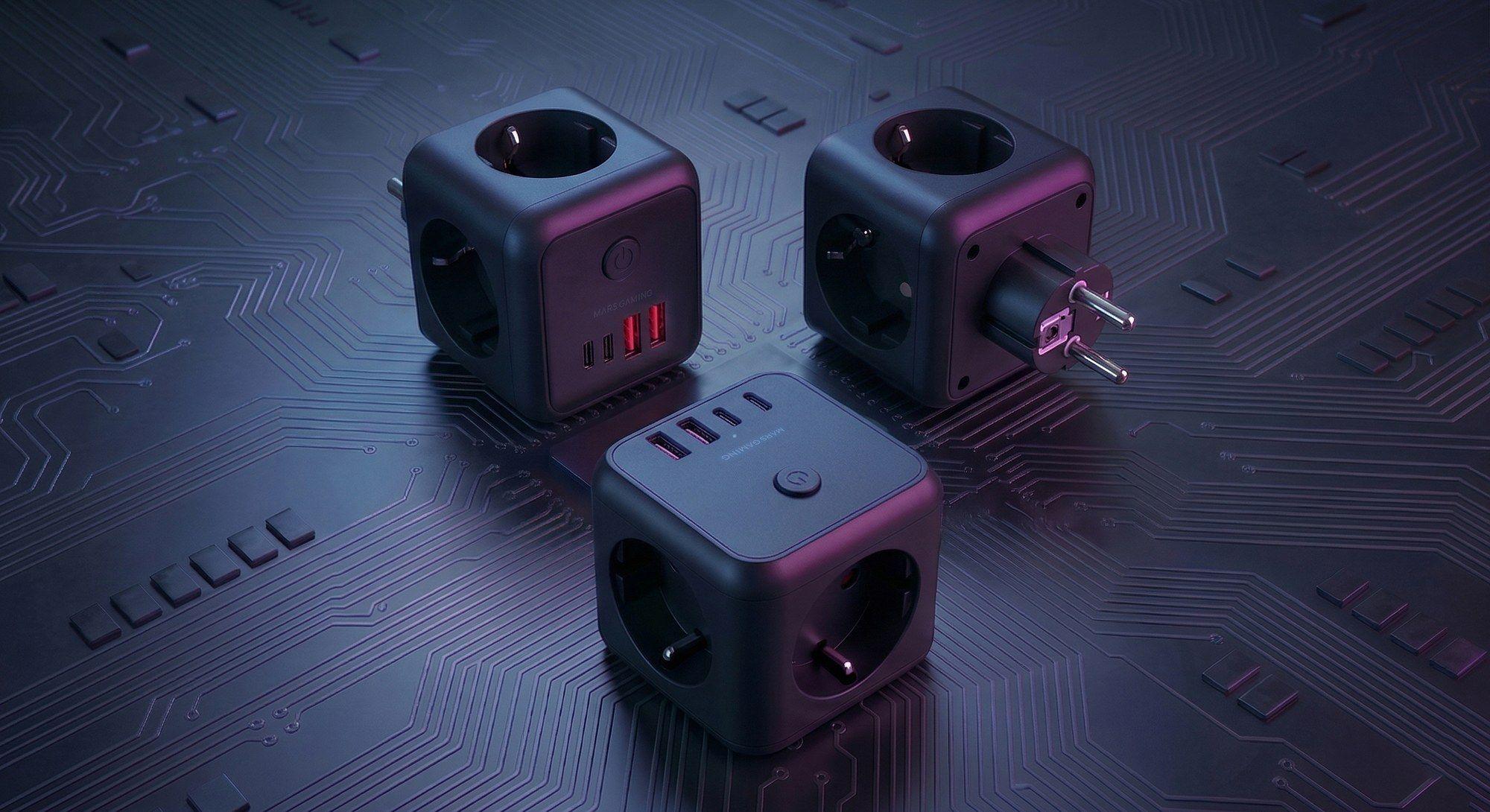 Carregador de Parede e Distribuidor de Energia MARS GAMING MDCUBE20 (Preto) — miniatura 5