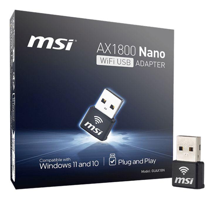Adaptador USB Wi-Fi MSI GUAX18N (Wi-Fi 6 - 1201 Mbit/s - Dual-band - Preto), miniatura 5