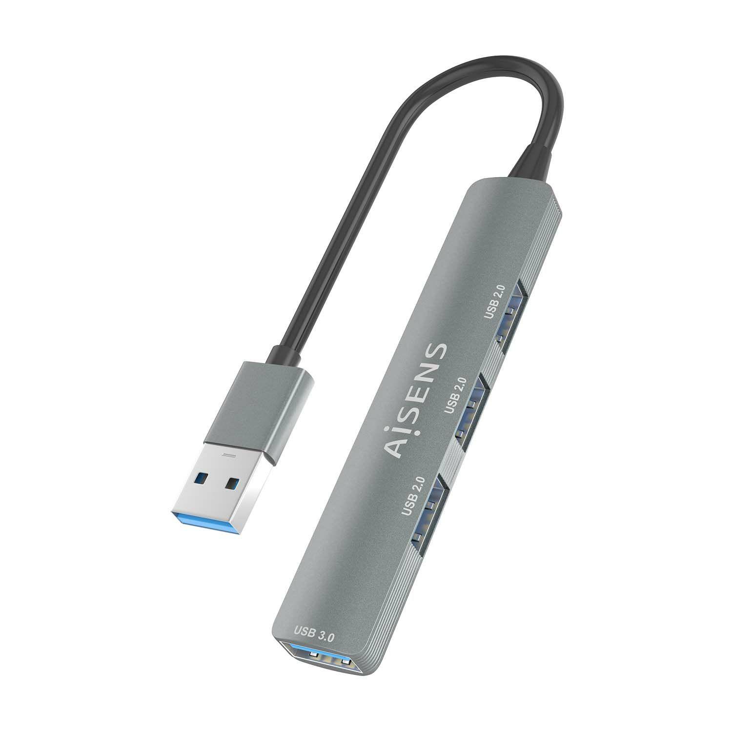 Hub USB AISENS A106-0859 (0,1 m - Portáteis com USB - Cinzento) — miniatura 3