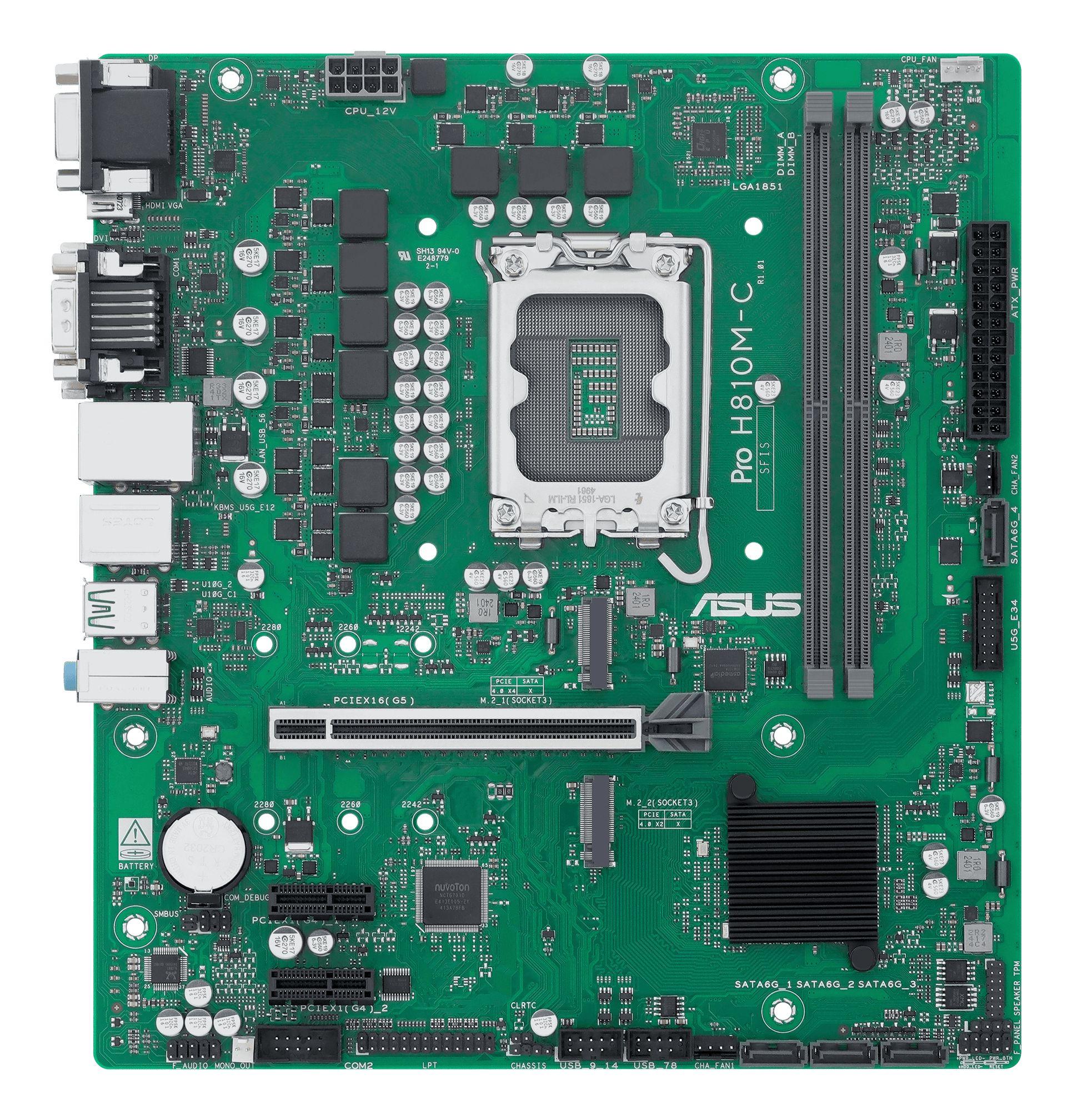 Motherboard ASUS PRO H810M-C-CSM (LGA 1851 (Socket V1) - Intel Core Ultra - micro ATX - Verde), miniatura 2