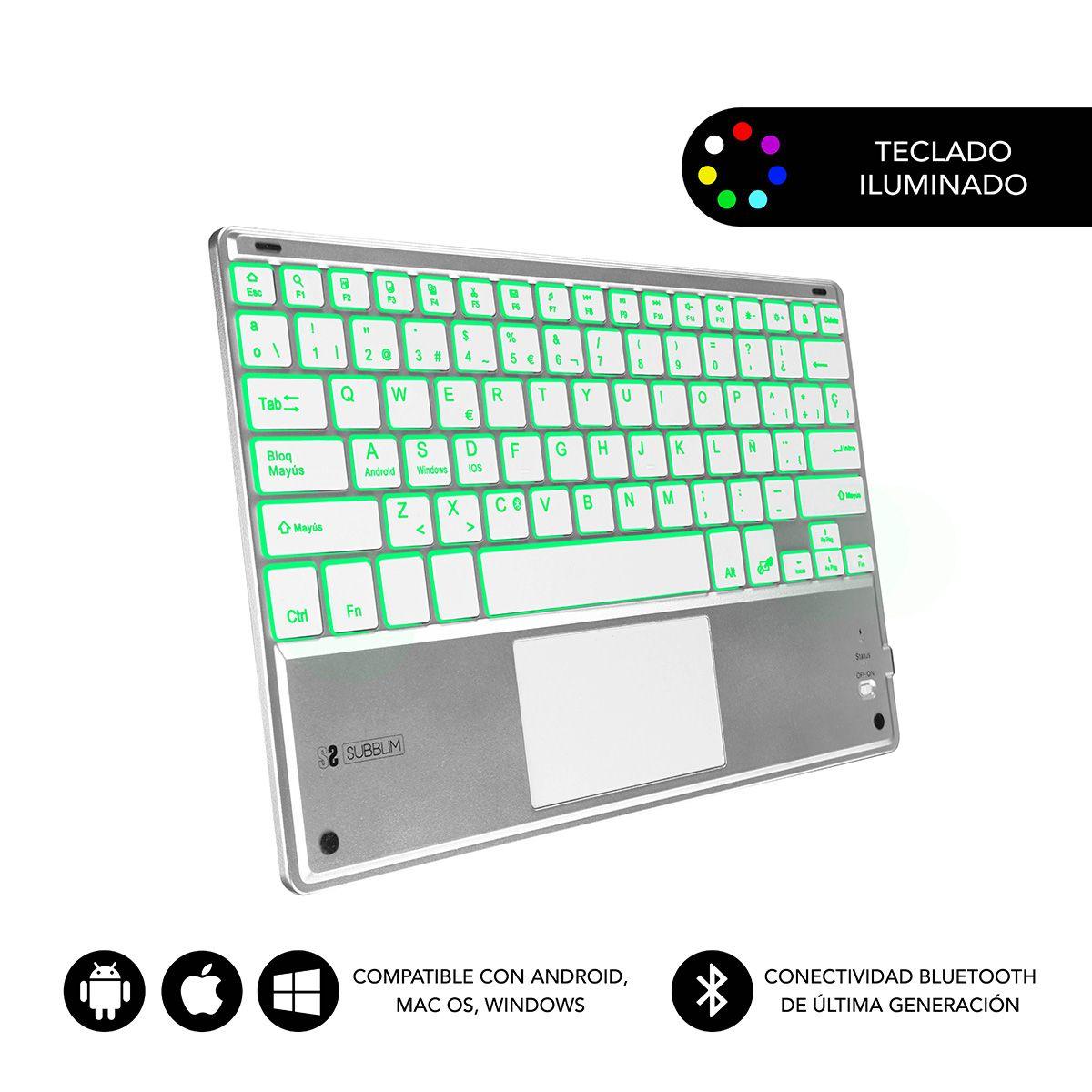 Teclado SUBBLIM SUB-KBT-SMBT50 (Espanhol - Padrão - Bluetooth - Prateado)