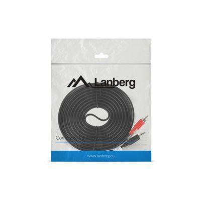 Cabo de Áudio Estéreo LANBERG CA-MJRC-10CC-0050-BK (5 m - Mini Jack de 3,5 mm - 2 x RCA - Preto) — miniatura 3