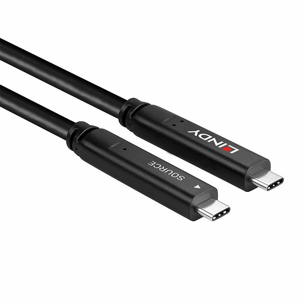 Cabo USB-C para USB-C de Fibra Ótica Híbrida LINDY 43399 (15 m - USB C - Preto), miniatura 3