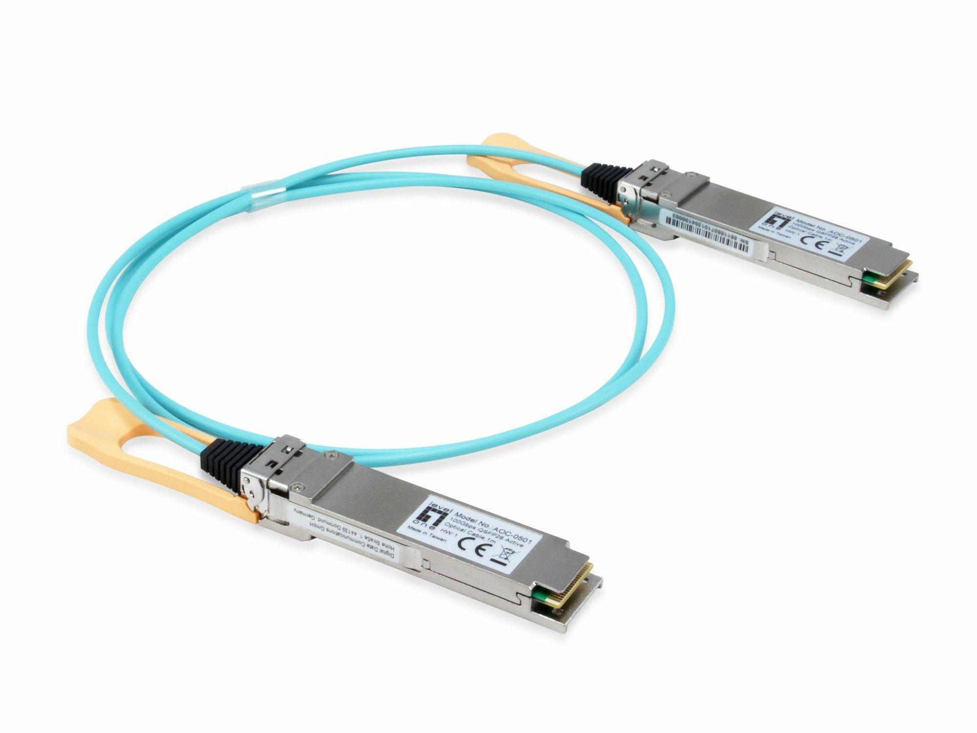 Cabo Ótico Ativo LEVEL ONE AOC-0501 (1 unidade - 103 100 Mbit/s - Azul-turquesa/Prateado)