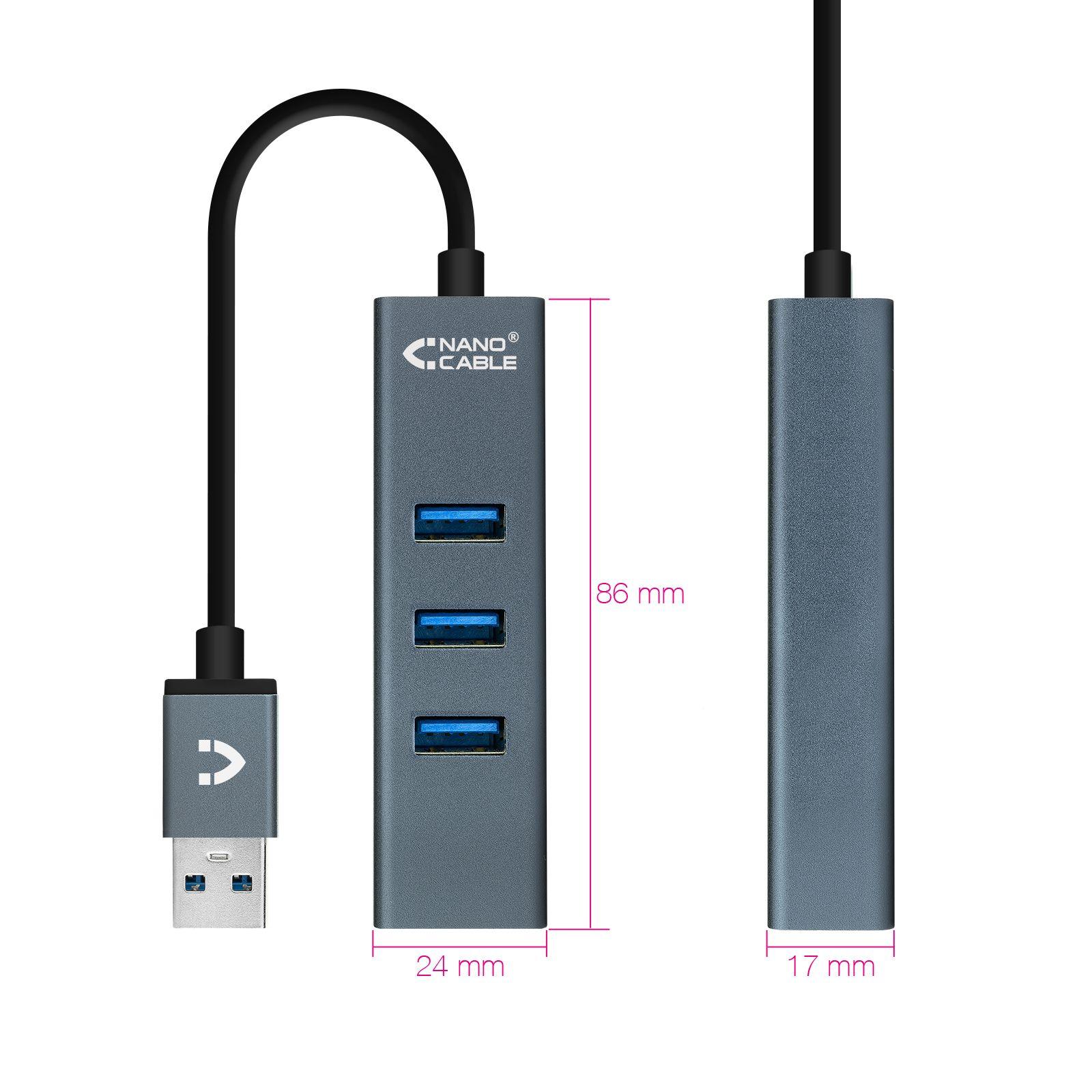 Hub USB NANOCABLE 10.16.4402 (0,1 m - Cinzento) — miniatura 2