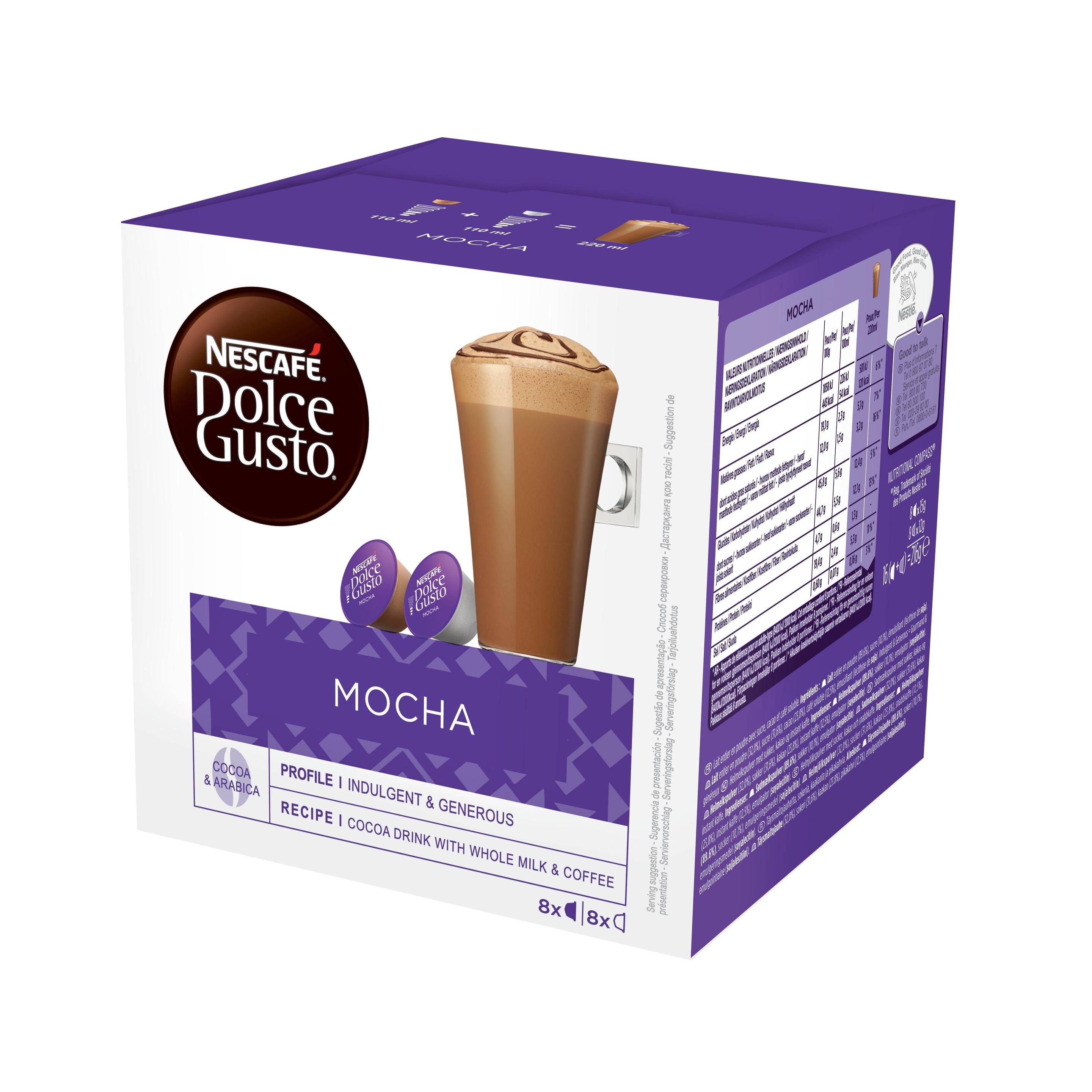 Cápsulas de Café NESTLE NESCAFÉ Dolce Gusto Mocha 12534489 (16 Cápsulas - 16 Chávenas)