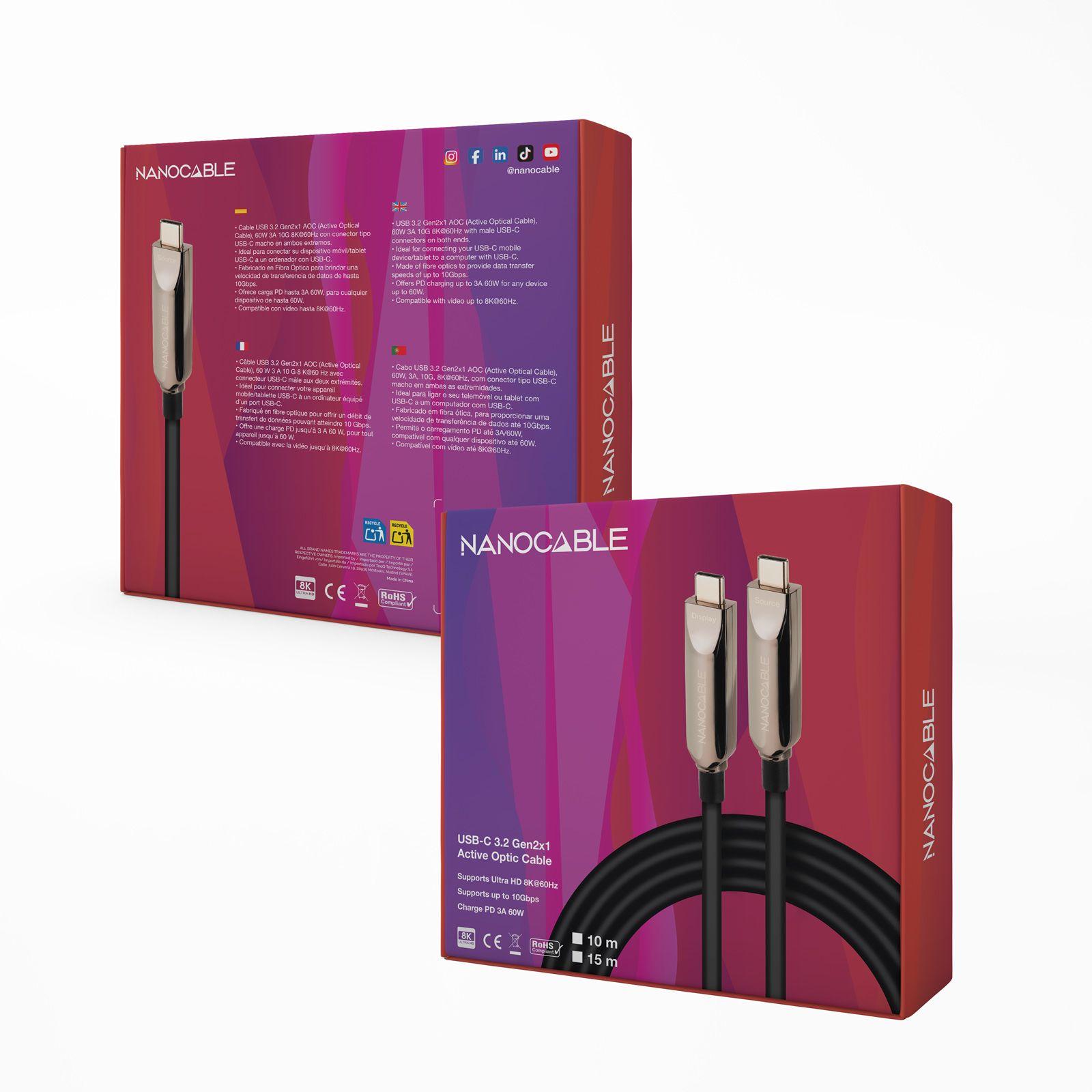 Cabo USB-C NANOCABLE 10.01.4605 (5 m - USB-C - Preto) — miniatura 8