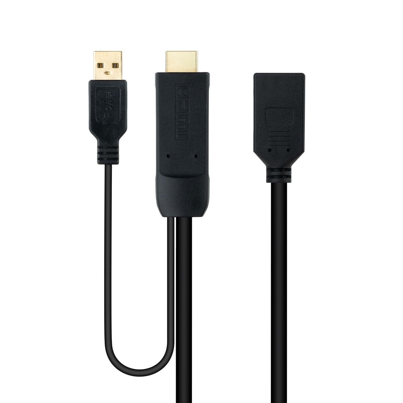 Adaptador HDMI para DisplayPort NANOCABLE 10.16.0205 (0,2 m - HDMI + USB Type-A - Preto), miniatura 2