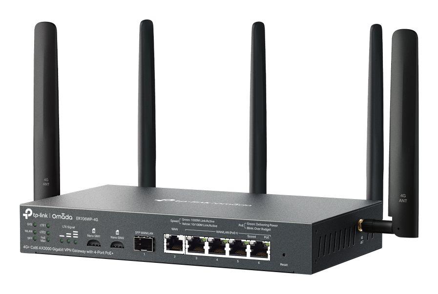 Router VPN TP-LINK Omada ER706WP-4G (300 Mbit/s - Dual-band - Gigabit Ethernet - Preto) — miniatura 3