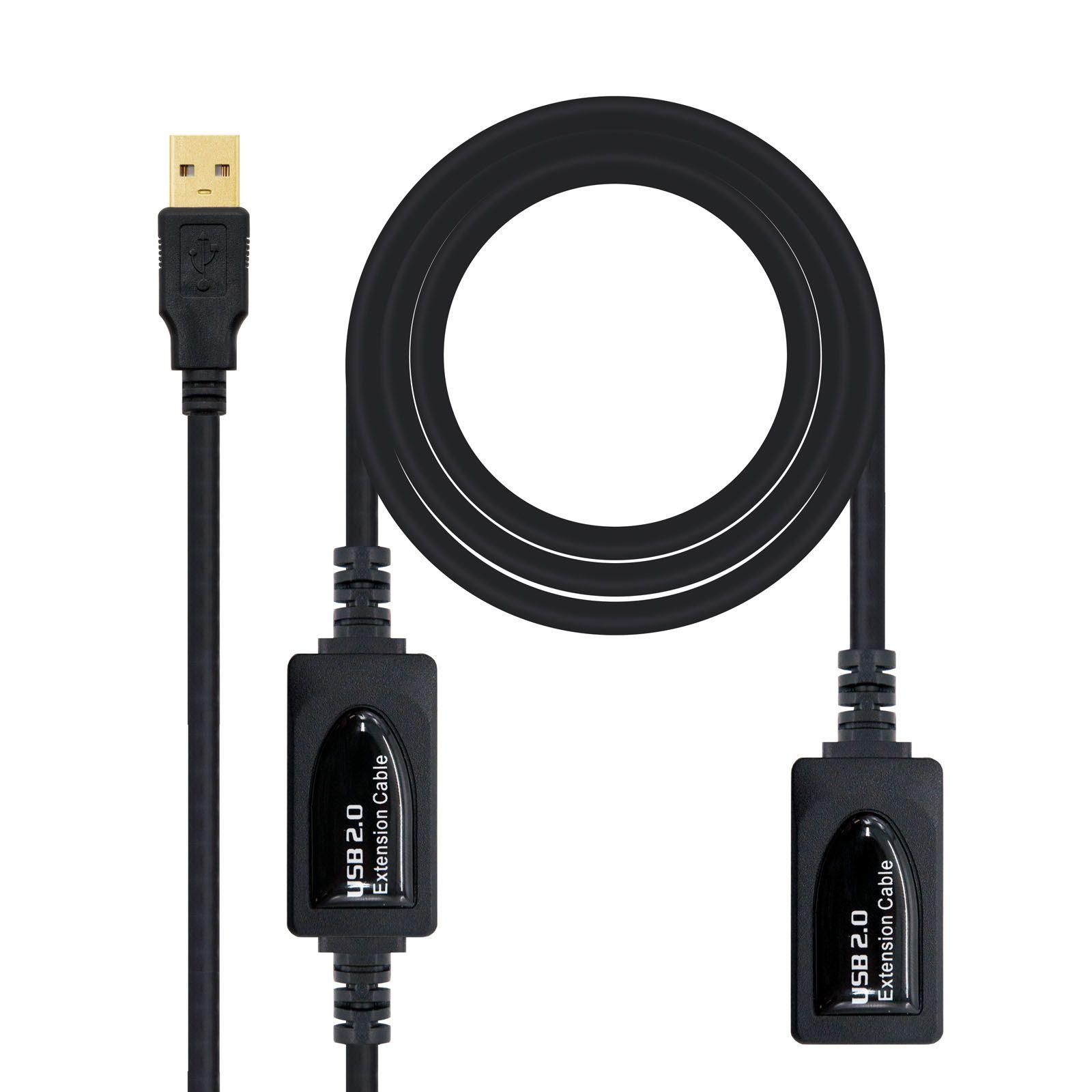 Cabo de Extensão USB NANOCABLE 10.01.0212 (10 m - USB A - Preto)