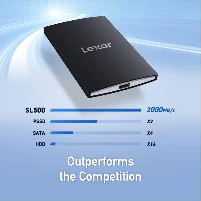 SSD LEXAR SL500 (2 TB - USB Type-C 3.2 Gen 2 - Preto) — miniatura 3