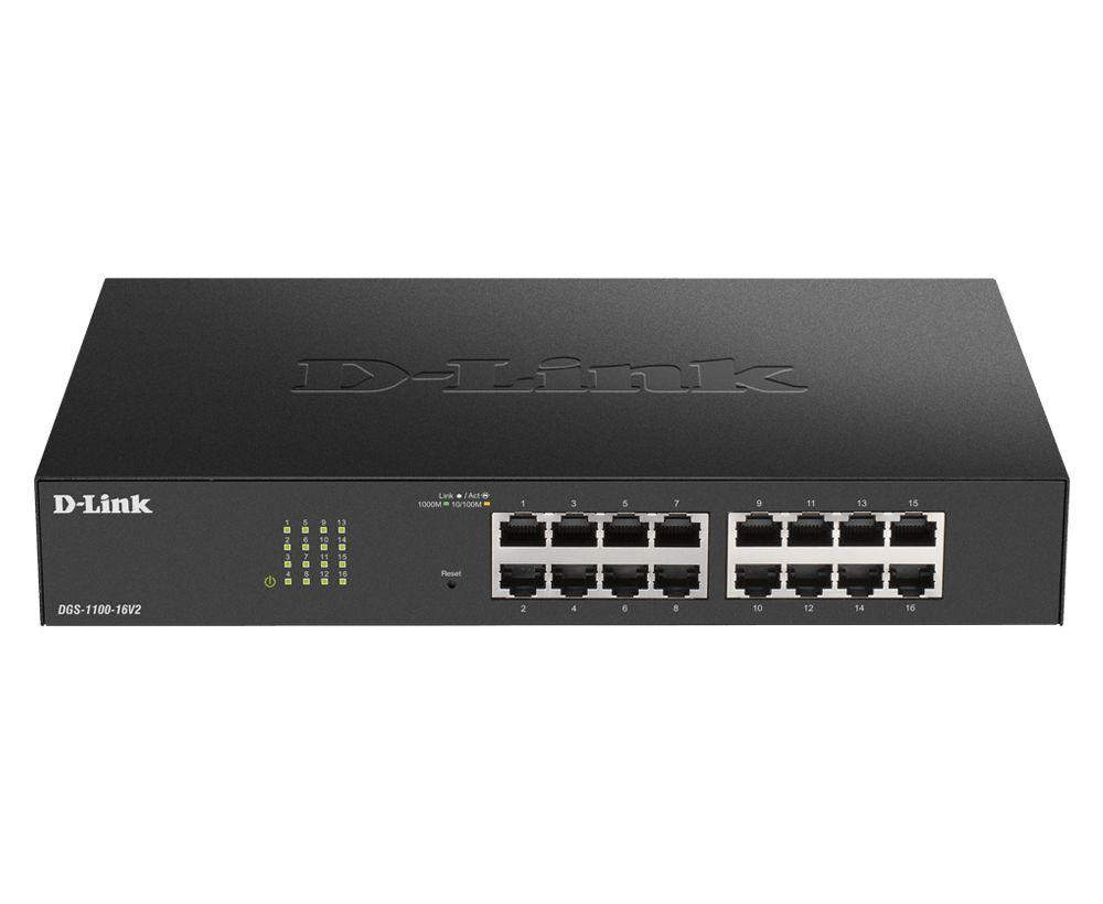 Switch Gerido D-LINK DGS-1100-16V2/E (Gigabit Ethernet - 10, 100, 1000 Mbit/s - 4,1 MB - Preto)