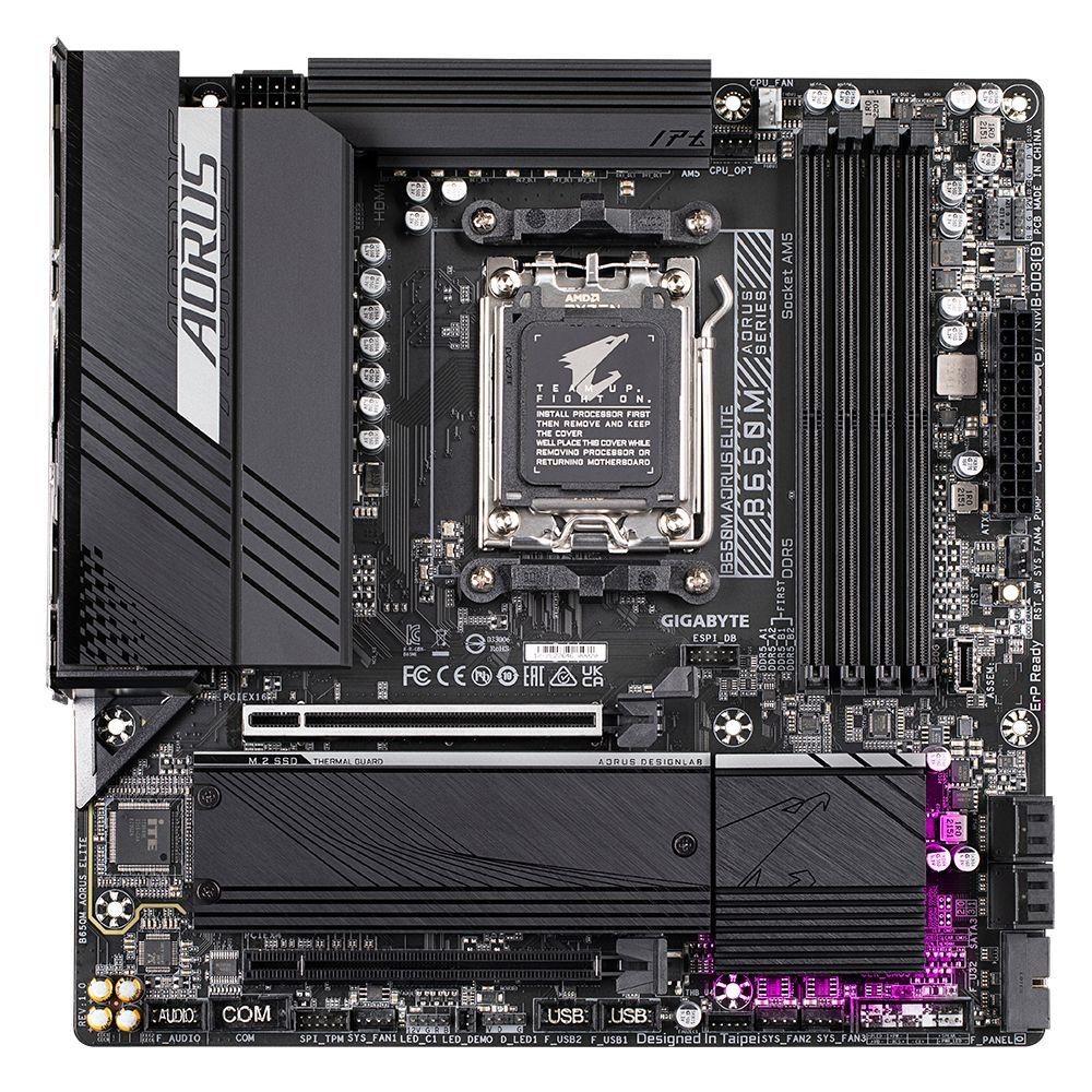 Motherboard GIGABYTE B650M AORUS ELITE (AM5 - Micro ATX - DDR5-SDRAM - Preto), miniatura 2