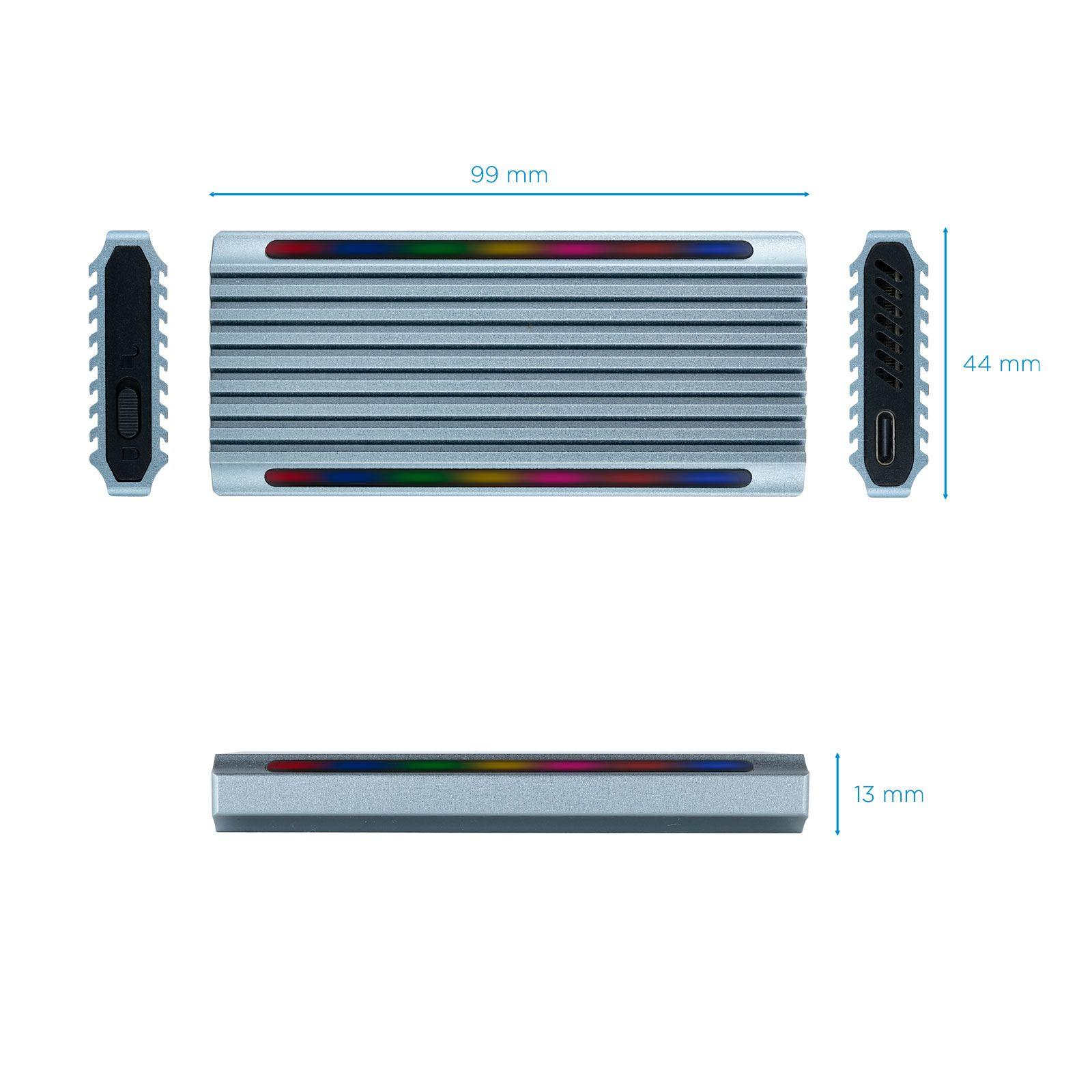 Caixa Externa SSD TOOQ TQE-2221G (2 TB - PCI Express, SATA NVMe - Cinzento) — miniatura 2