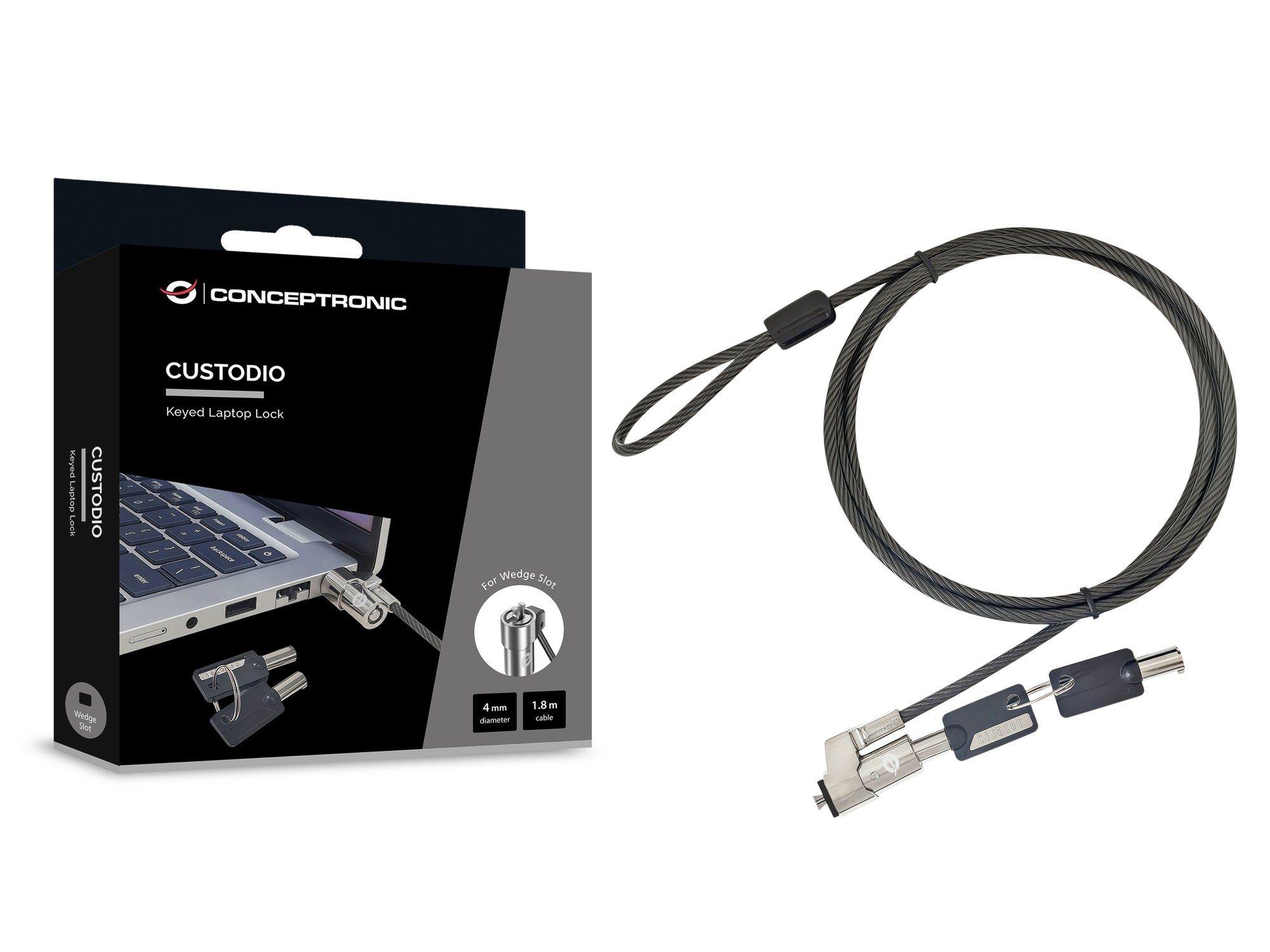Cadeado Antirroubo para Portátil CONCEPTRONIC CUSTODIO02BWM (Cabo 1,8 m - Preto) — miniatura 2