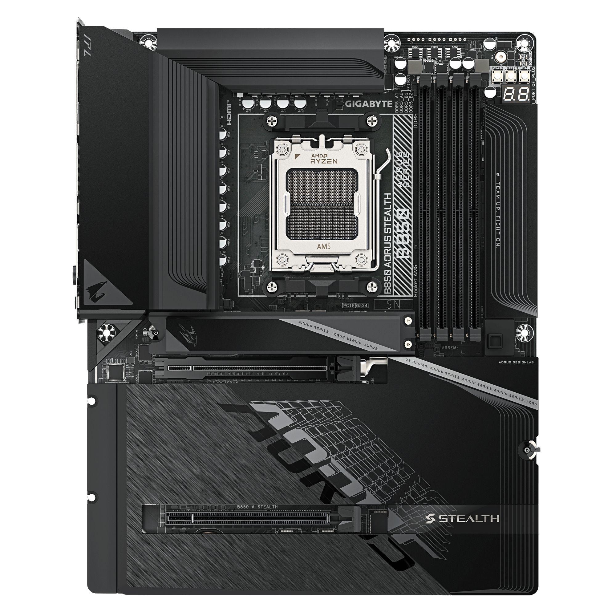 Motherboard GIGABYTE B850 AORUS STEALTH (AM5 - ATX - Duplo canal - Preto), miniatura 2