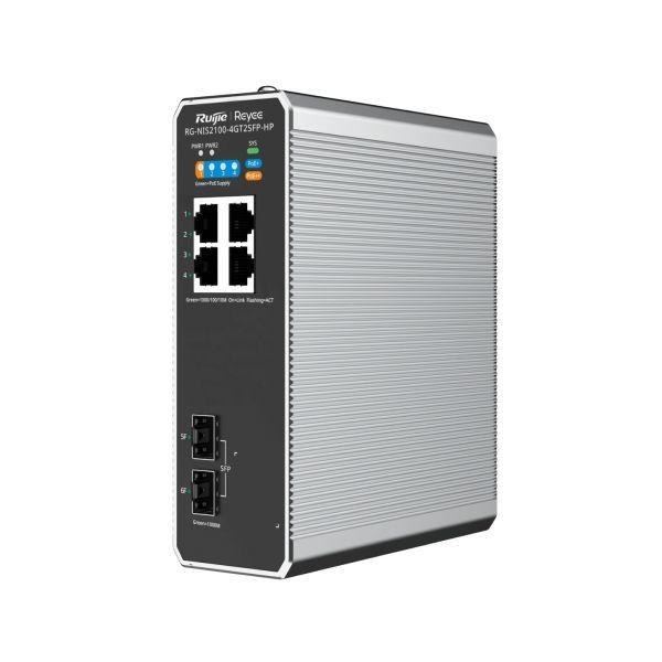 Switch Industrial Gerido REYEE RG-NIS2100-4GT2SFP-HP (10/100/1000 Mbit/s - 12 Gbit/s - L2 - Preto e Aço Inoxidável), miniatura 2