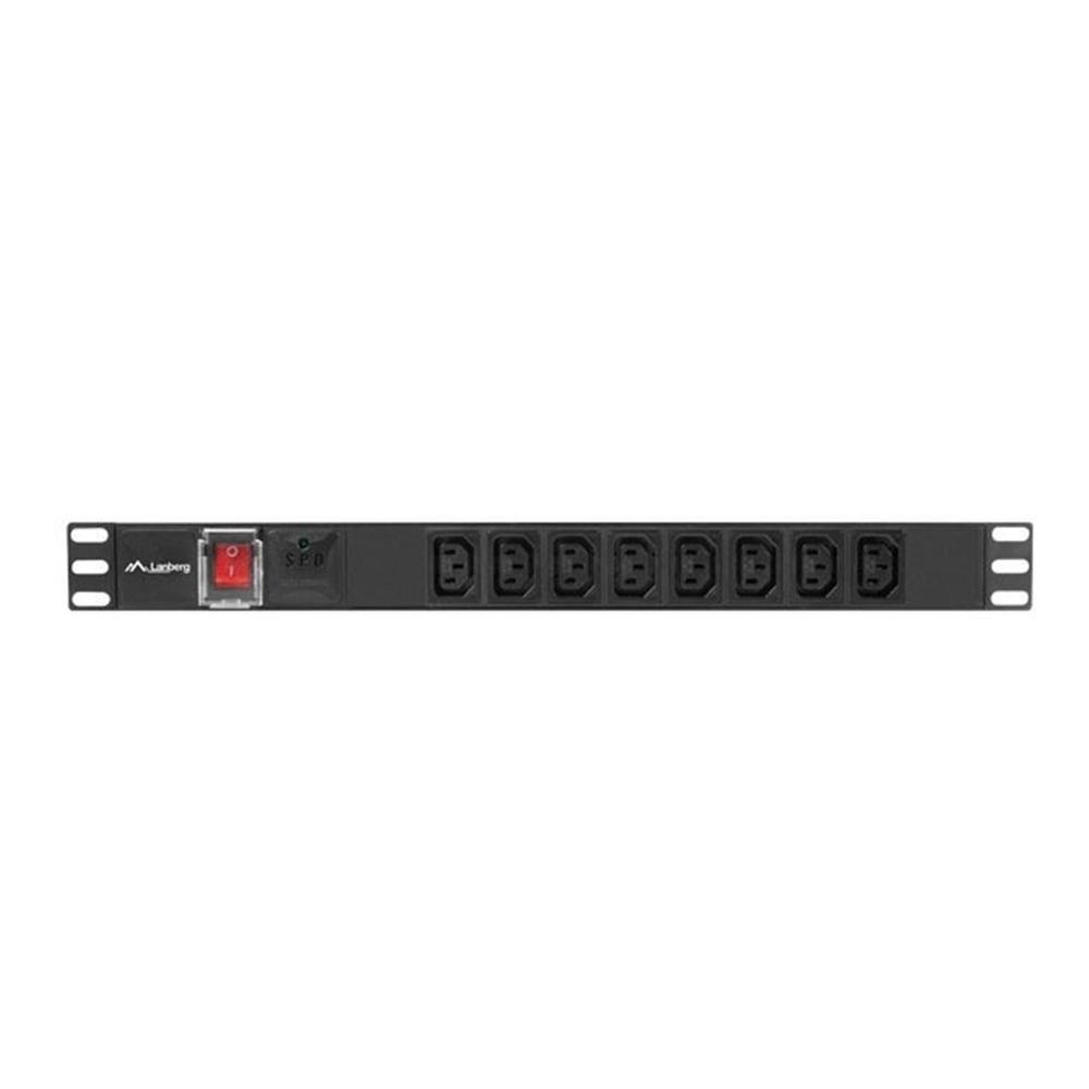 Bloco de Tomadas para Rack LANBERG PDU-08I-0200-C20-BK (Monofásico - Preto)